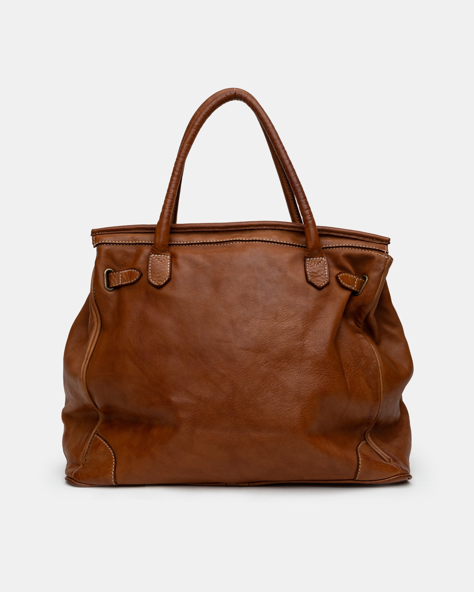 Slouchy Patched Calf Leather Shoulder Bag