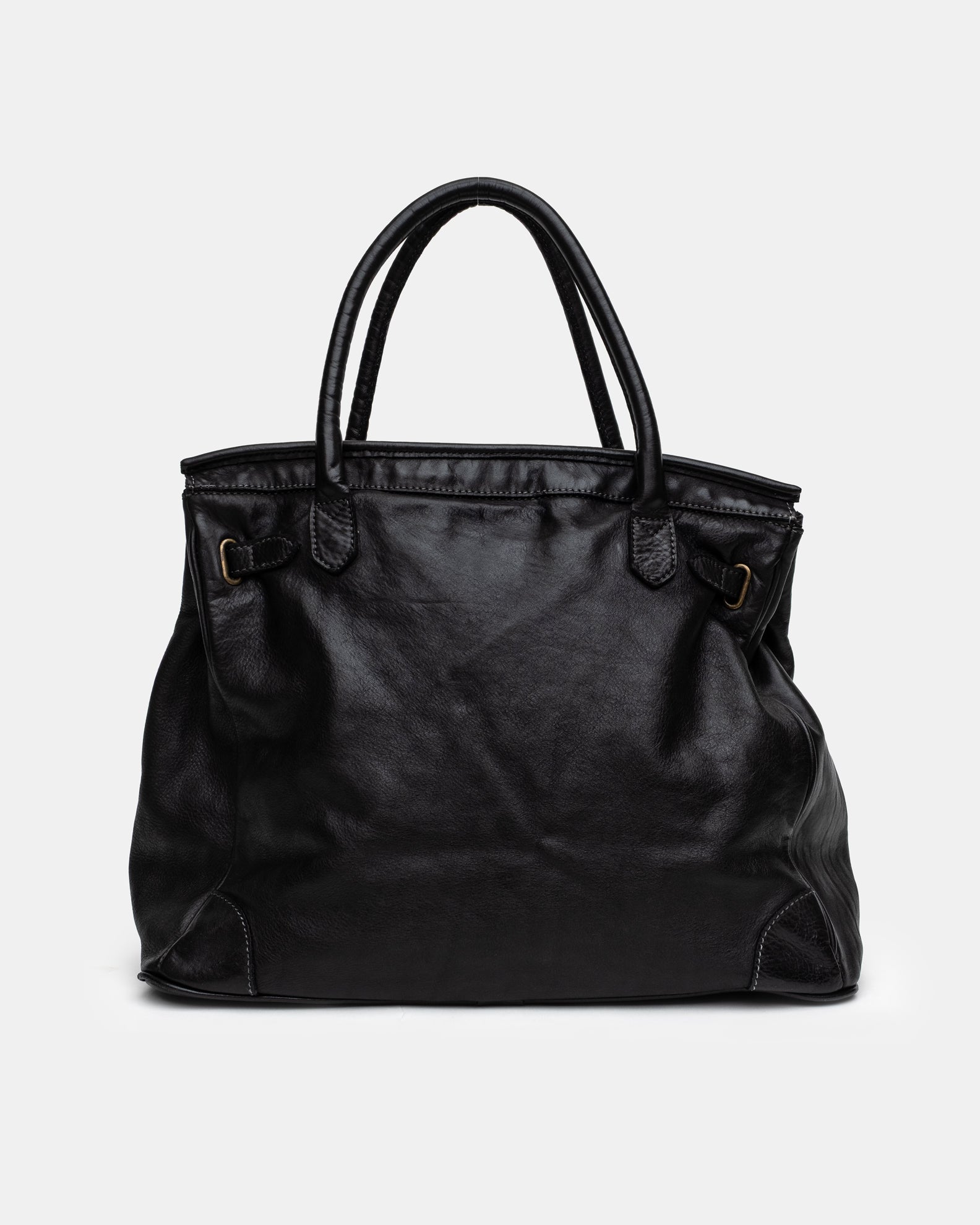 Slouchy Patched Calf Leather Shoulder Bag