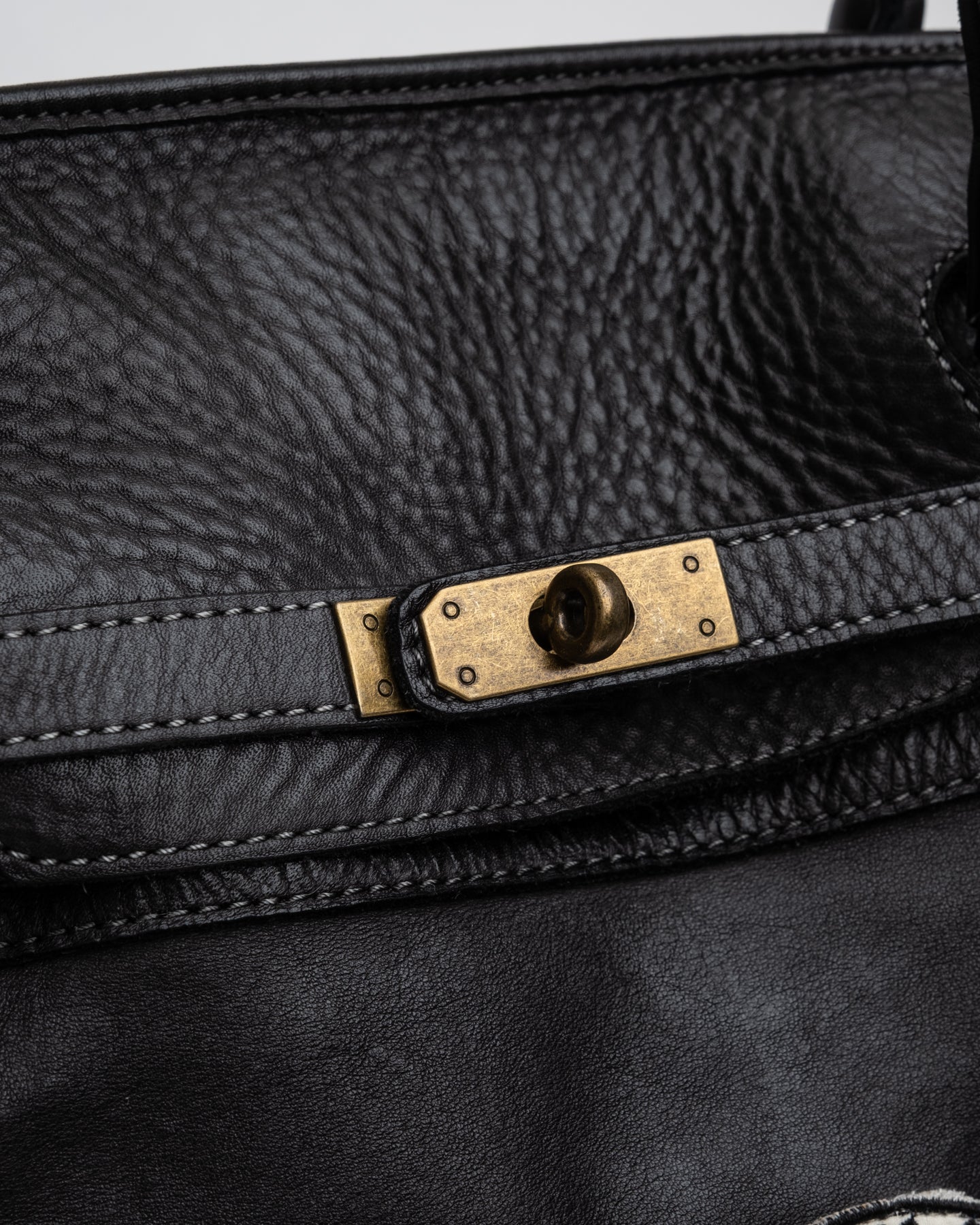 Slouchy Patched Calf Leather Shoulder Bag