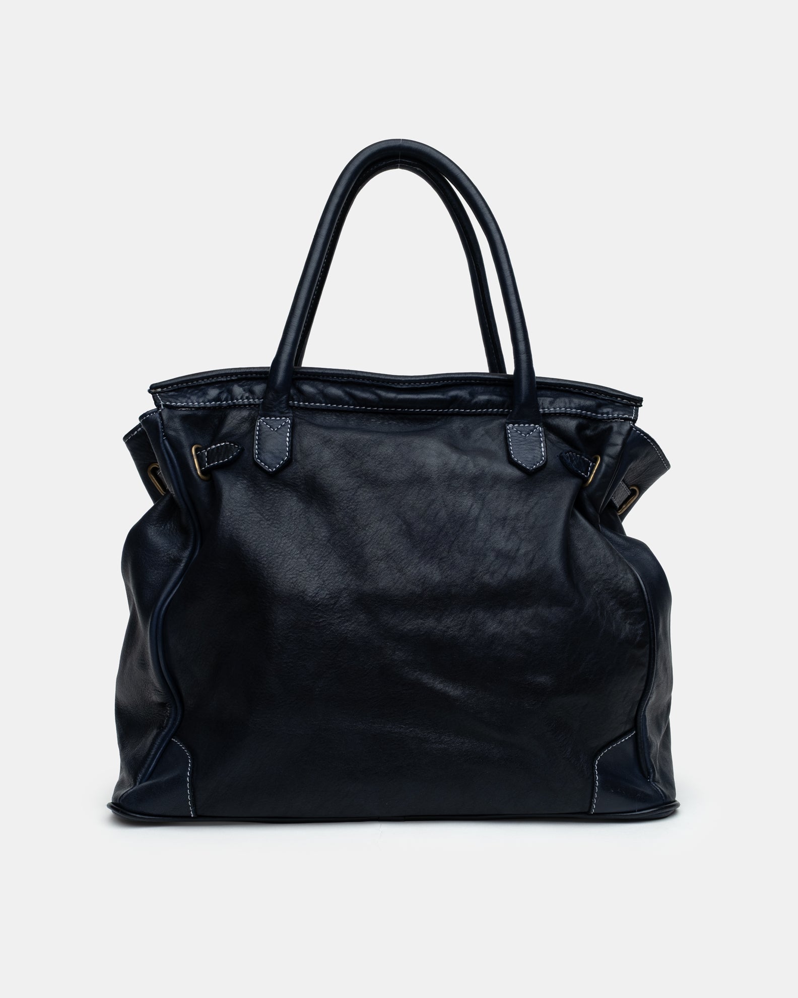 Slouchy Patched Calf Leather Shoulder Bag