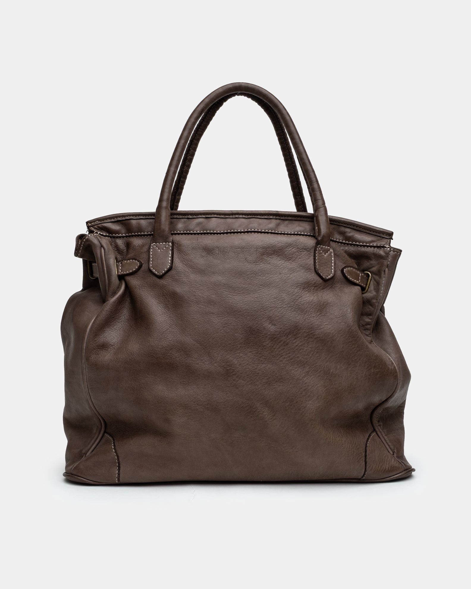 Slouchy Patched Calf Leather Shoulder Bag