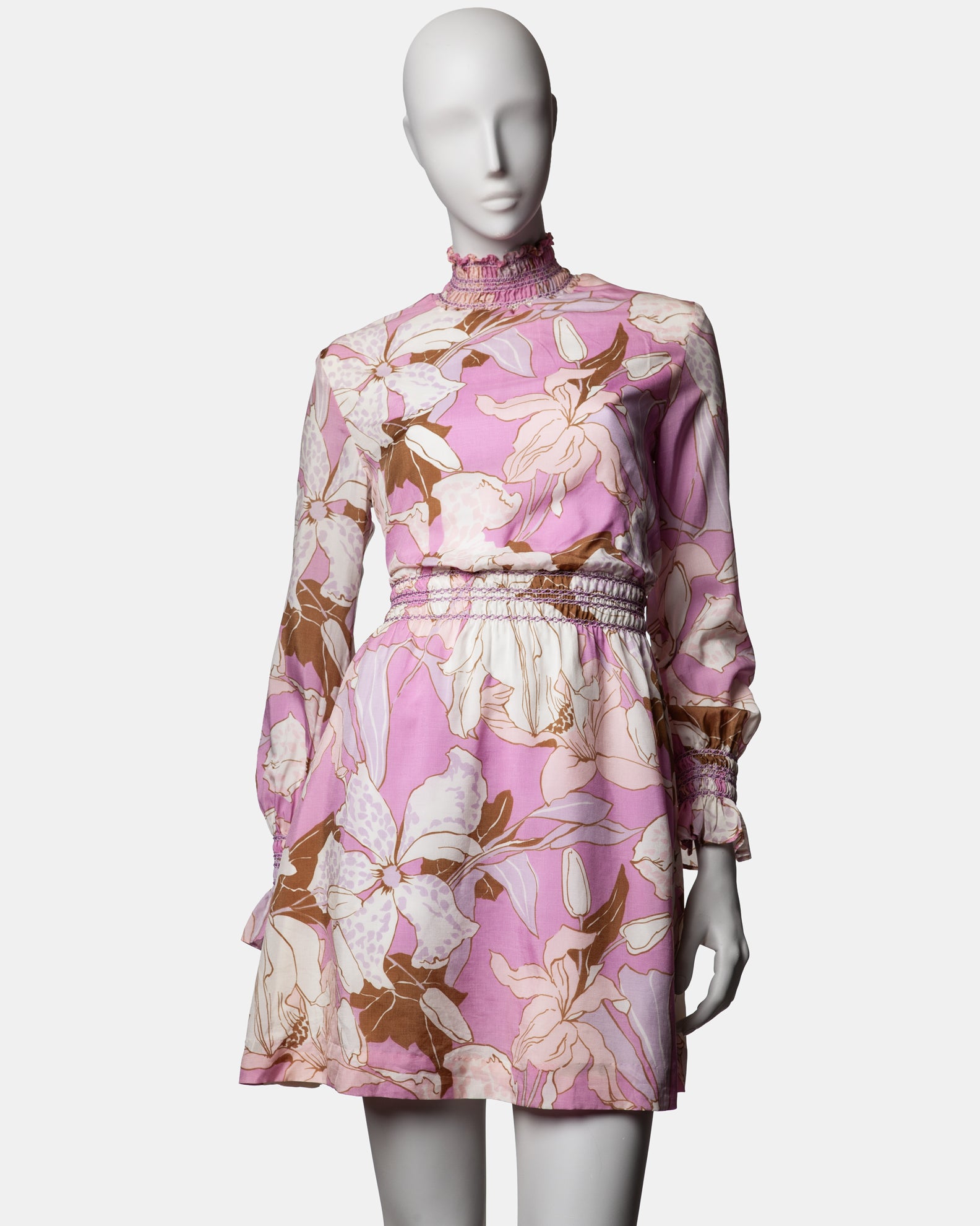 Twiggy Label Floral Mini Dress - C. 1960s