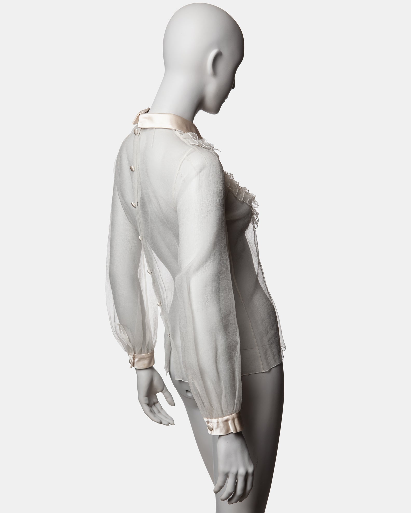 Marc Jacobs Sheer Silk Ruffle Blouse C. 2000s - US 0 - XS