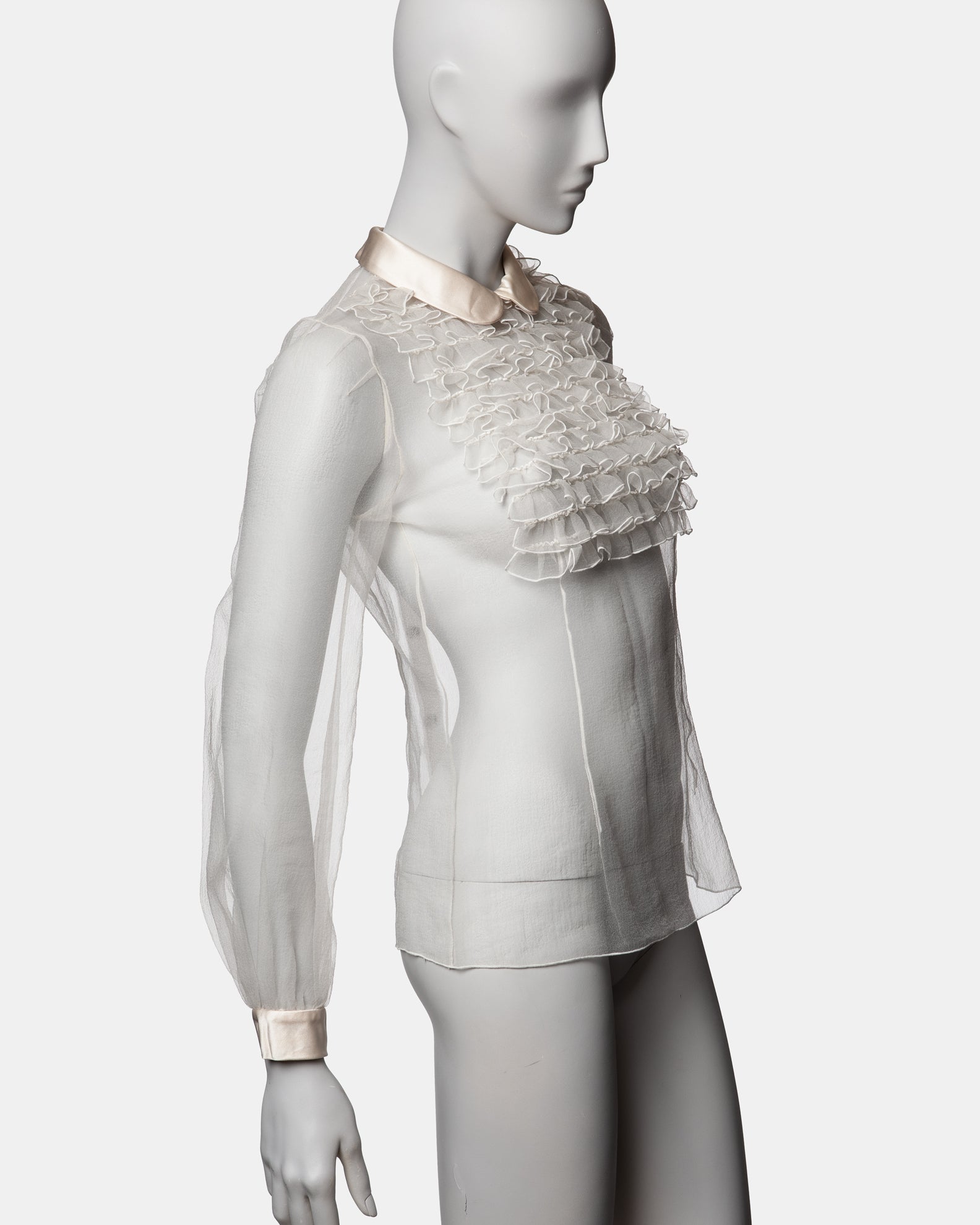 Marc Jacobs Sheer Silk Ruffle Blouse C. 2000s - US 0 - XS