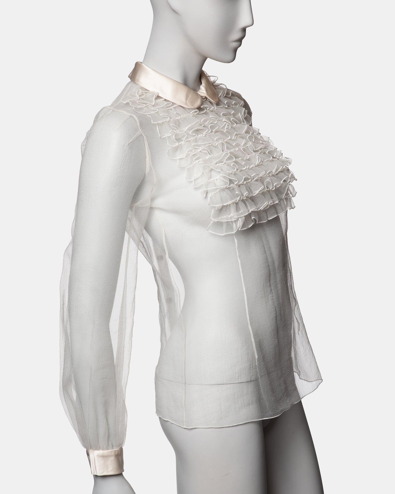 Marc Jacobs Sheer Silk Ruffle Blouse C. 2000s - US 0 - XS