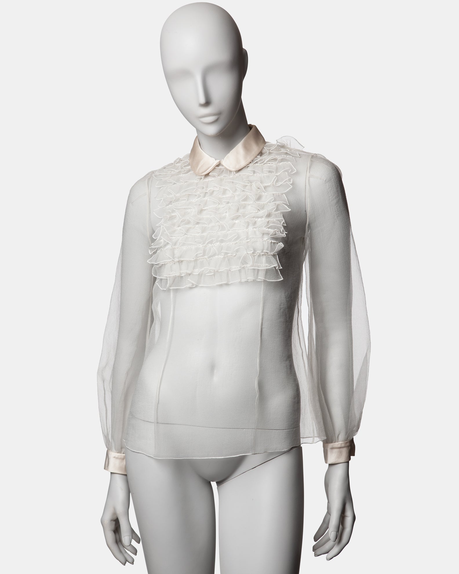 Marc Jacobs Sheer Silk Ruffle Blouse C. 2000s - US 0 - XS