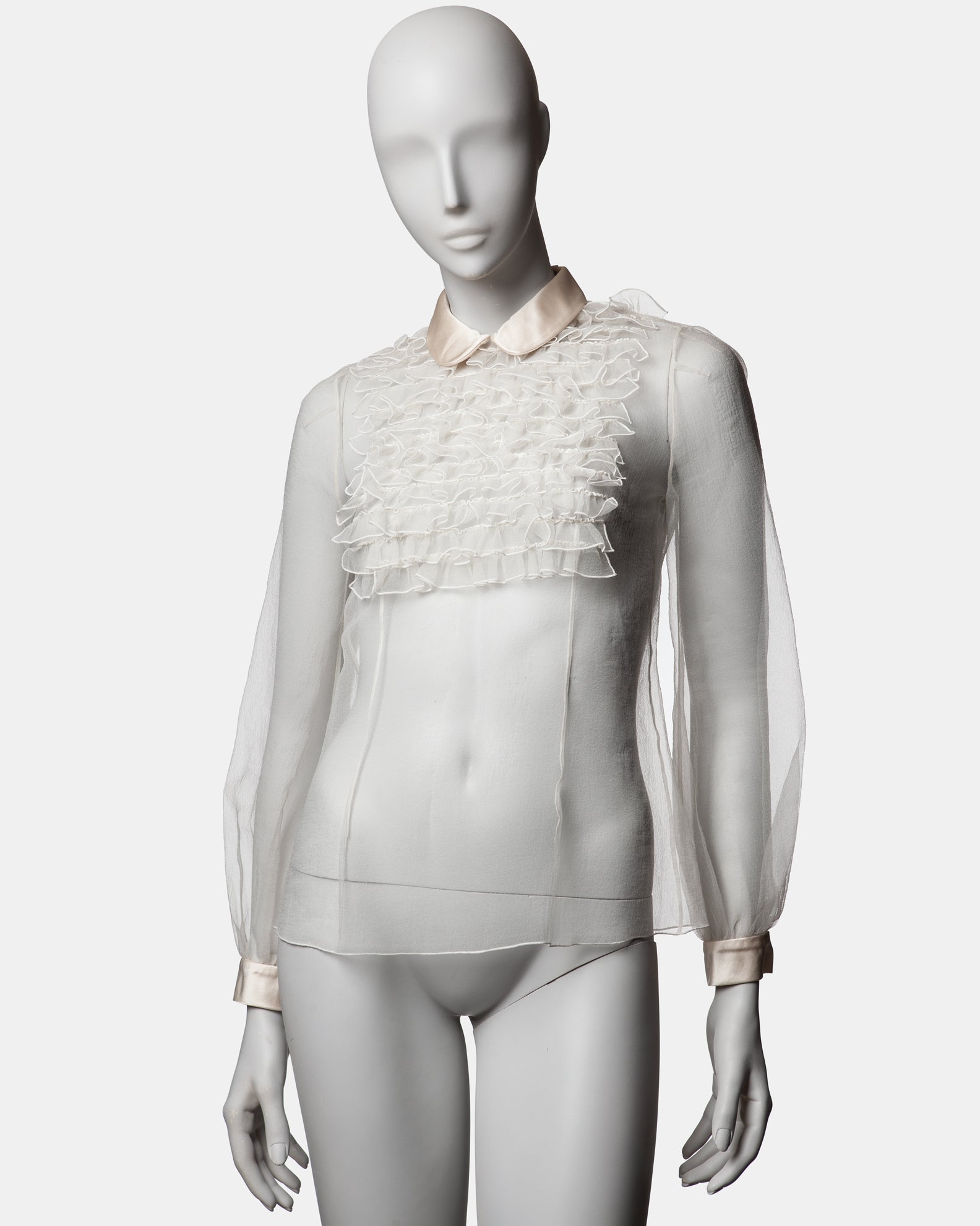 Marc Jacobs Sheer Silk Ruffle Blouse C. 2000s - US 0 - XS