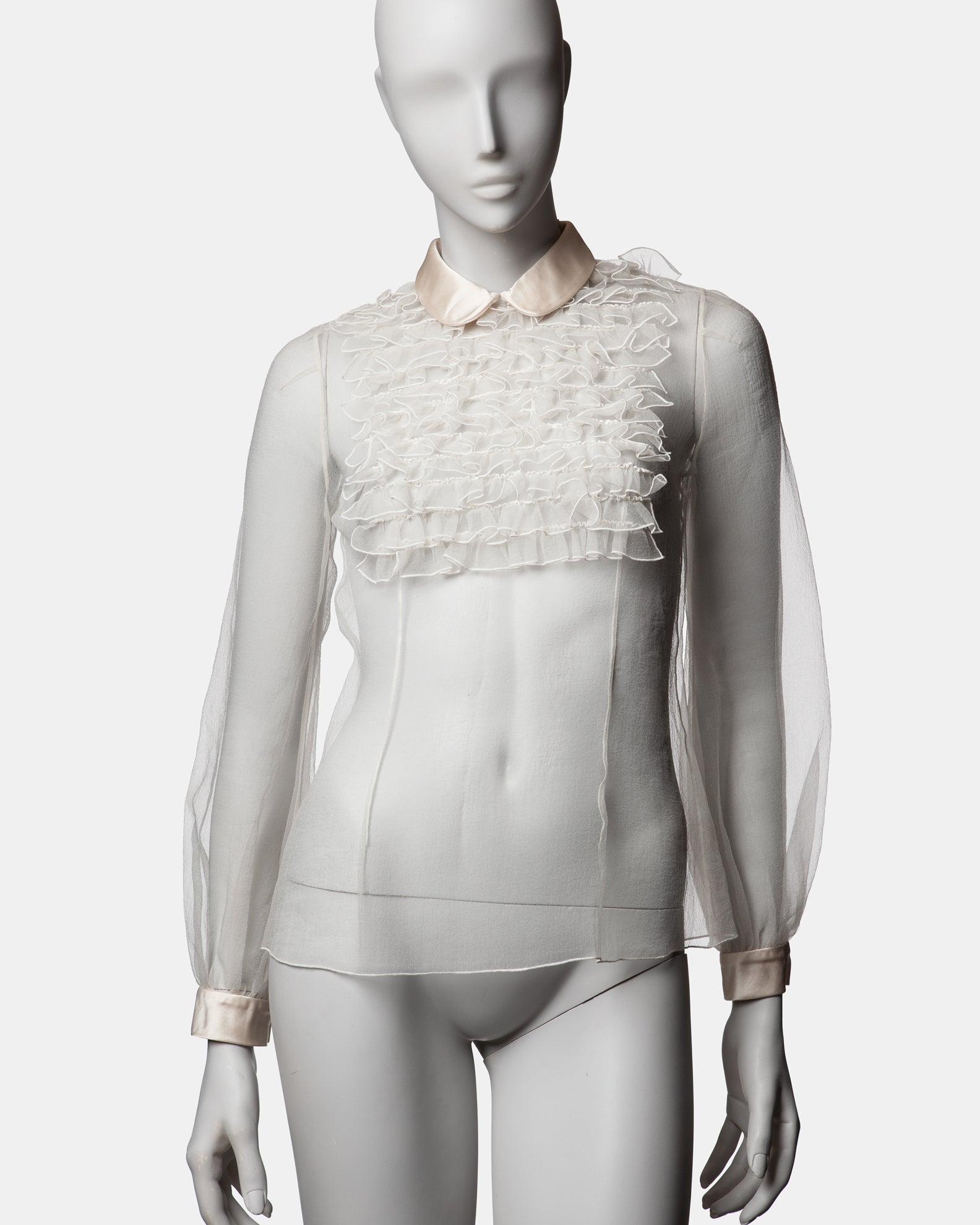 Marc Jacobs Sheer Silk Ruffle Blouse C. 2000s - US 0 - XS
