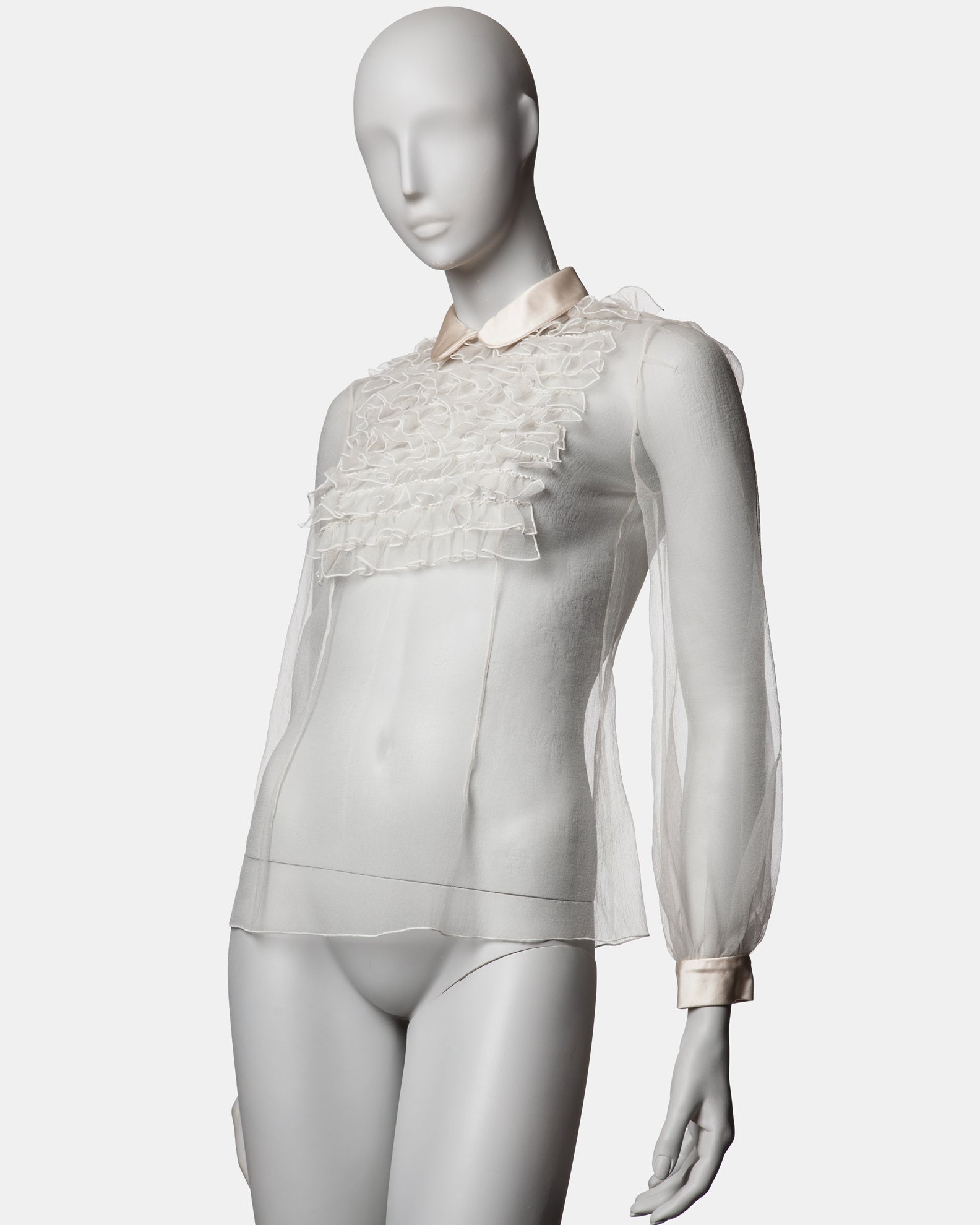 Marc Jacobs Sheer Silk Ruffle Blouse C. 2000s - US 0 - XS