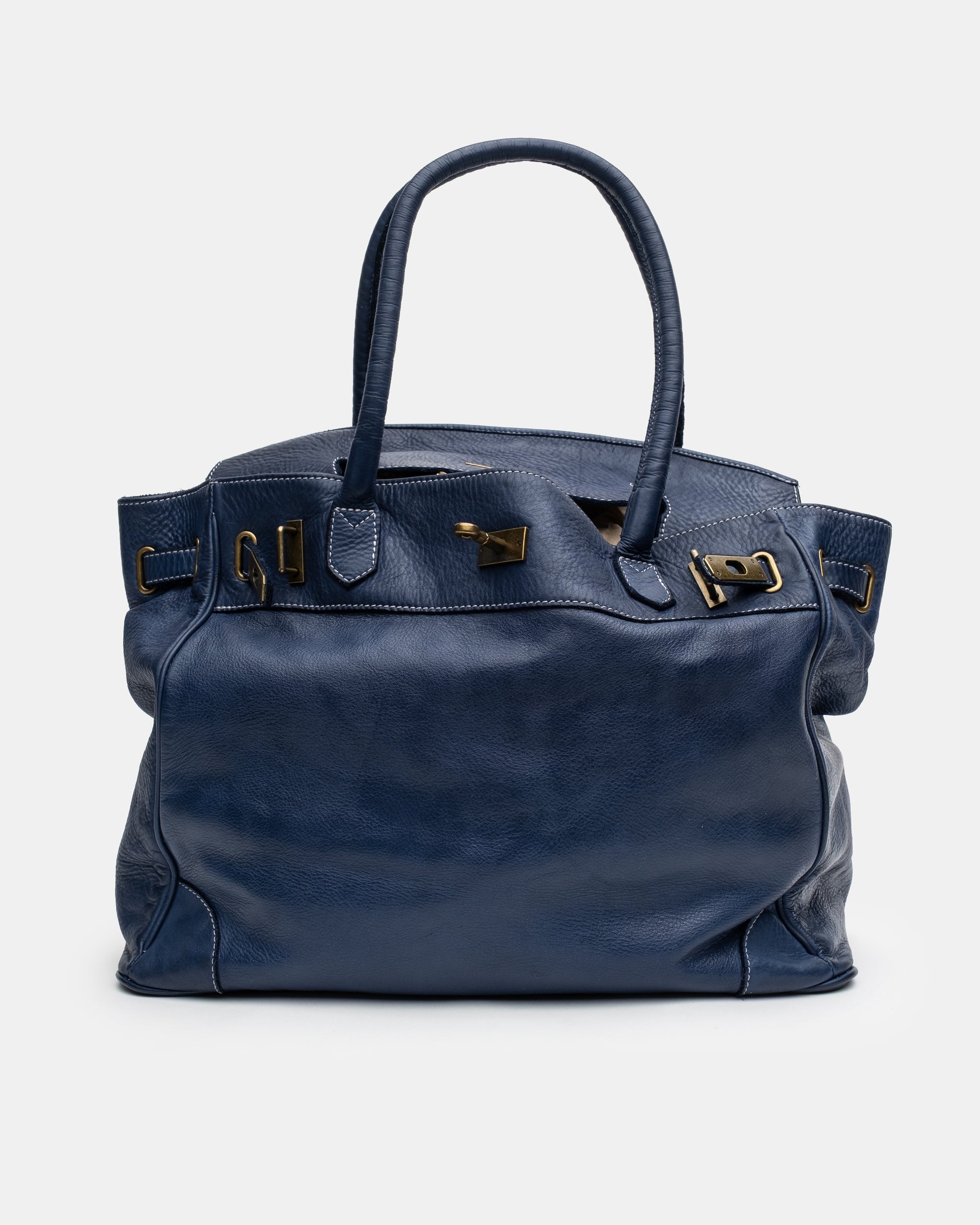Washed Slouchy Calf-Leather Shoulder Bag