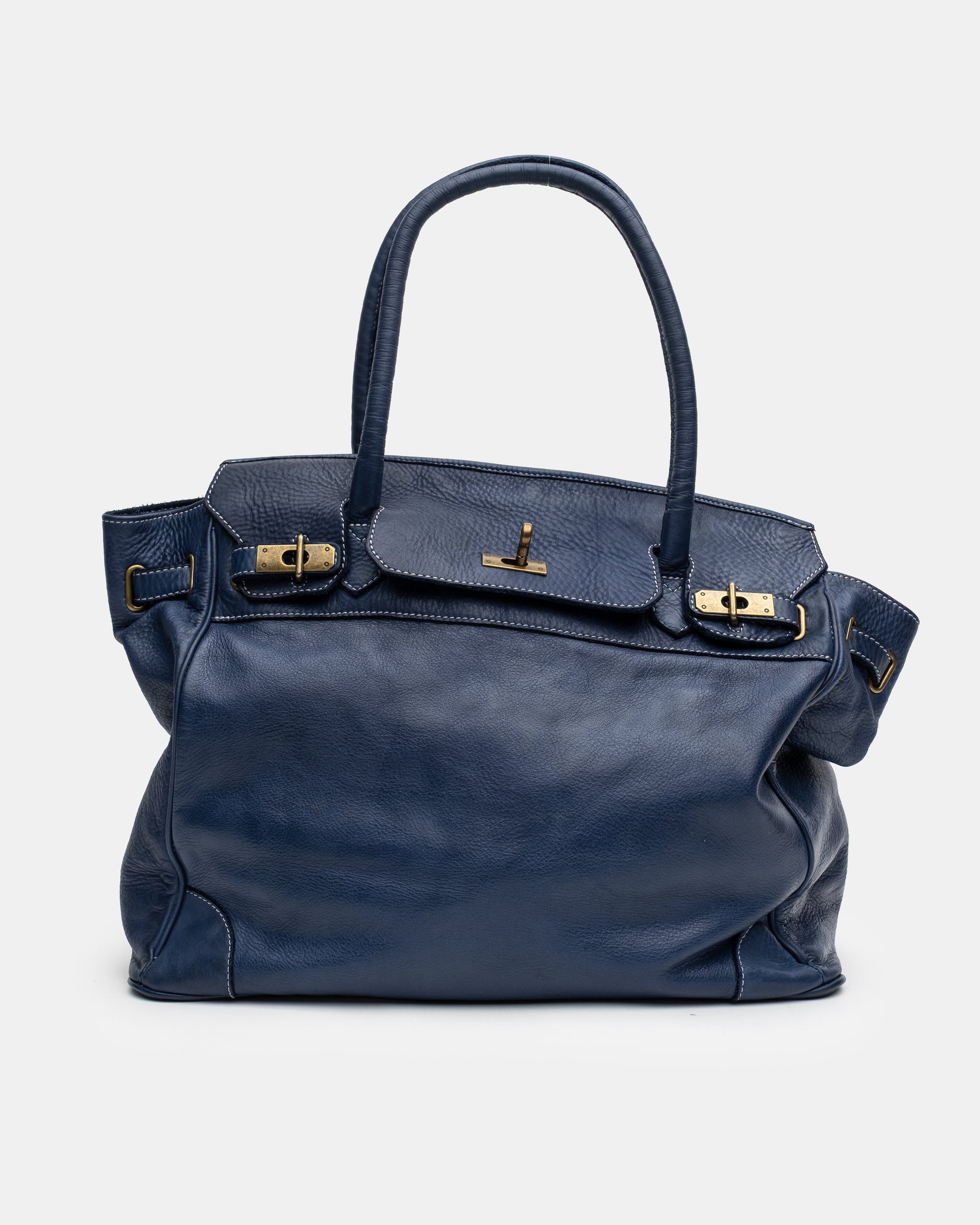 Washed Slouchy Calf-Leather Shoulder Bag