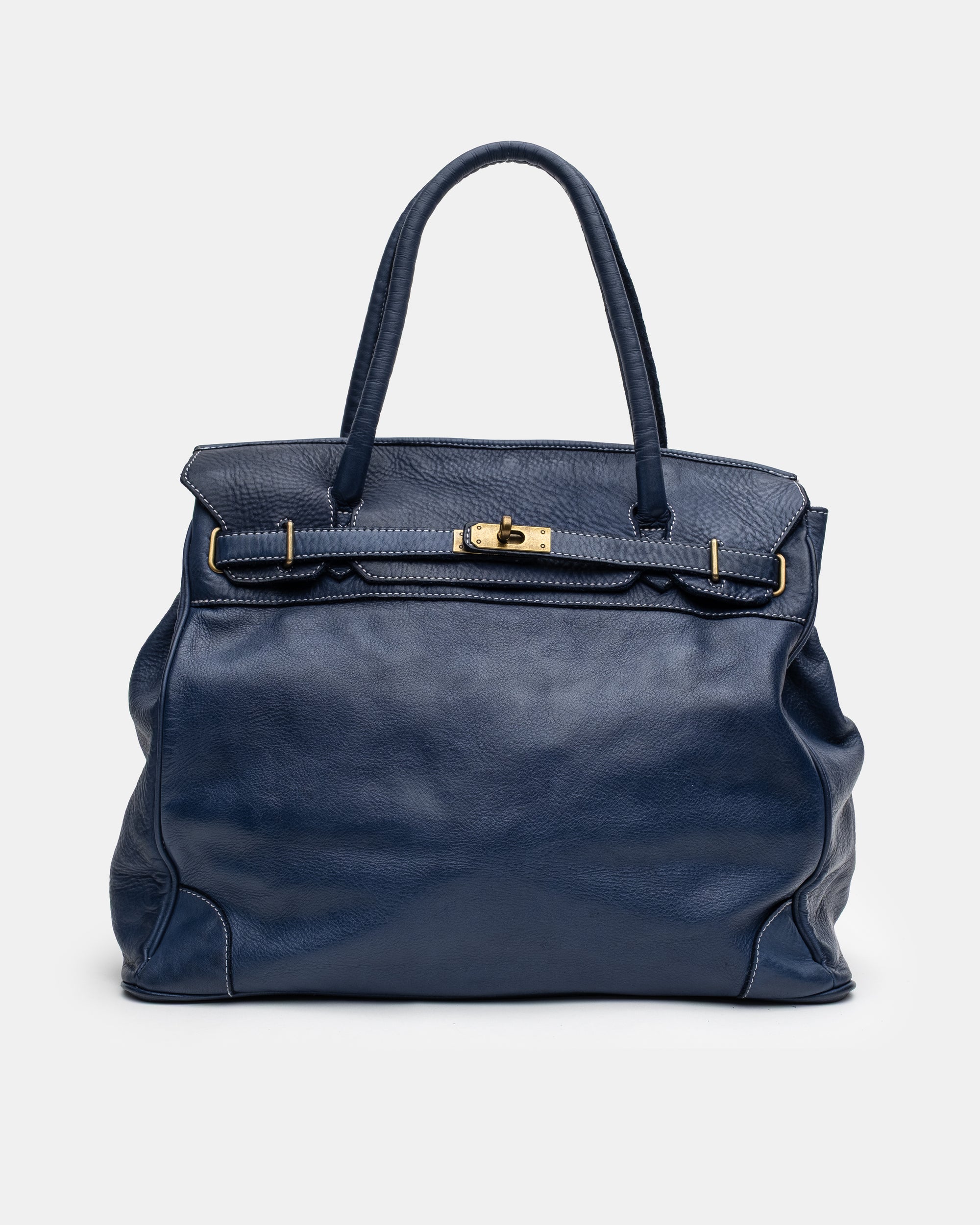 Washed Slouchy Calf-Leather Shoulder Bag