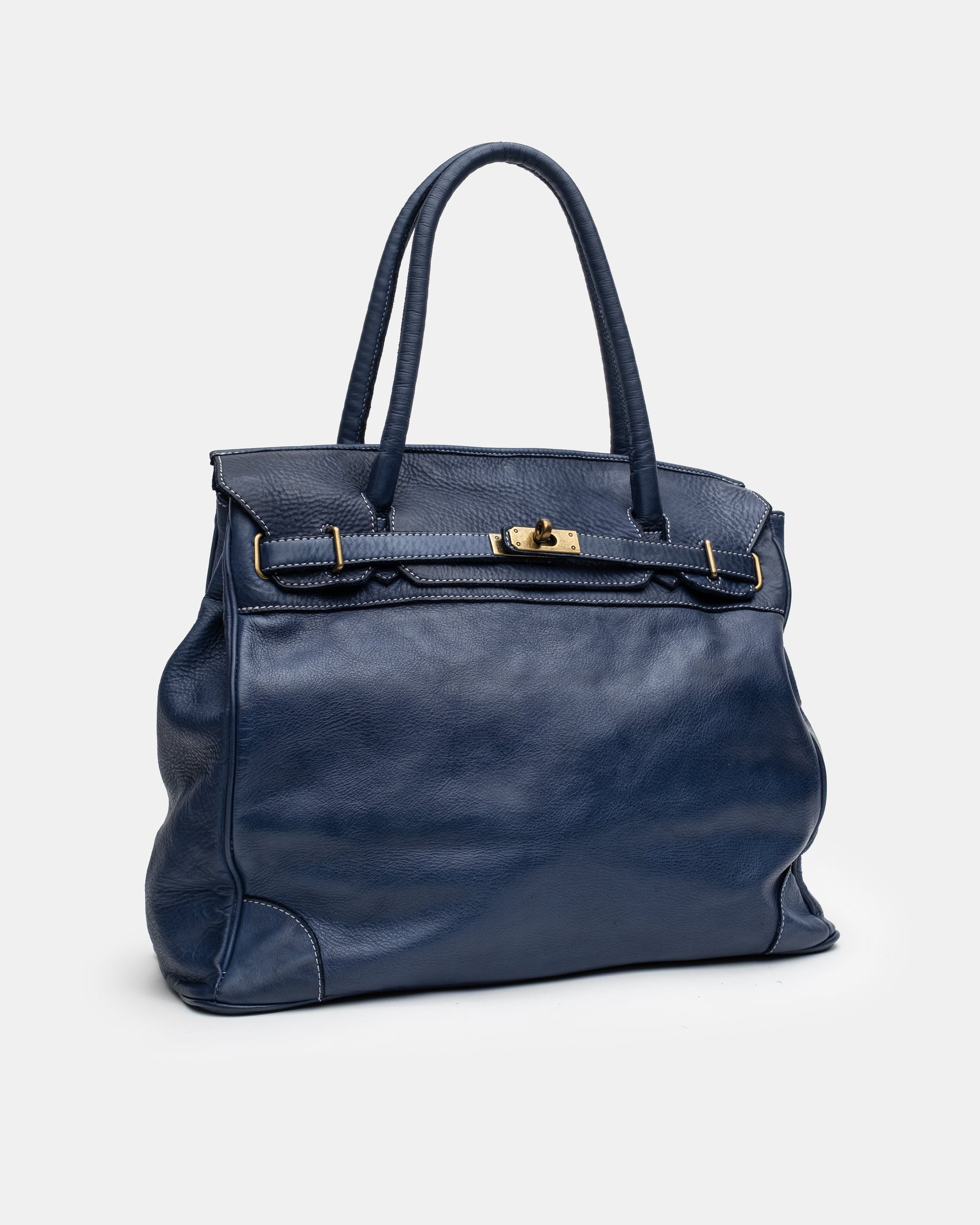 Washed Slouchy Calf-Leather Shoulder Bag