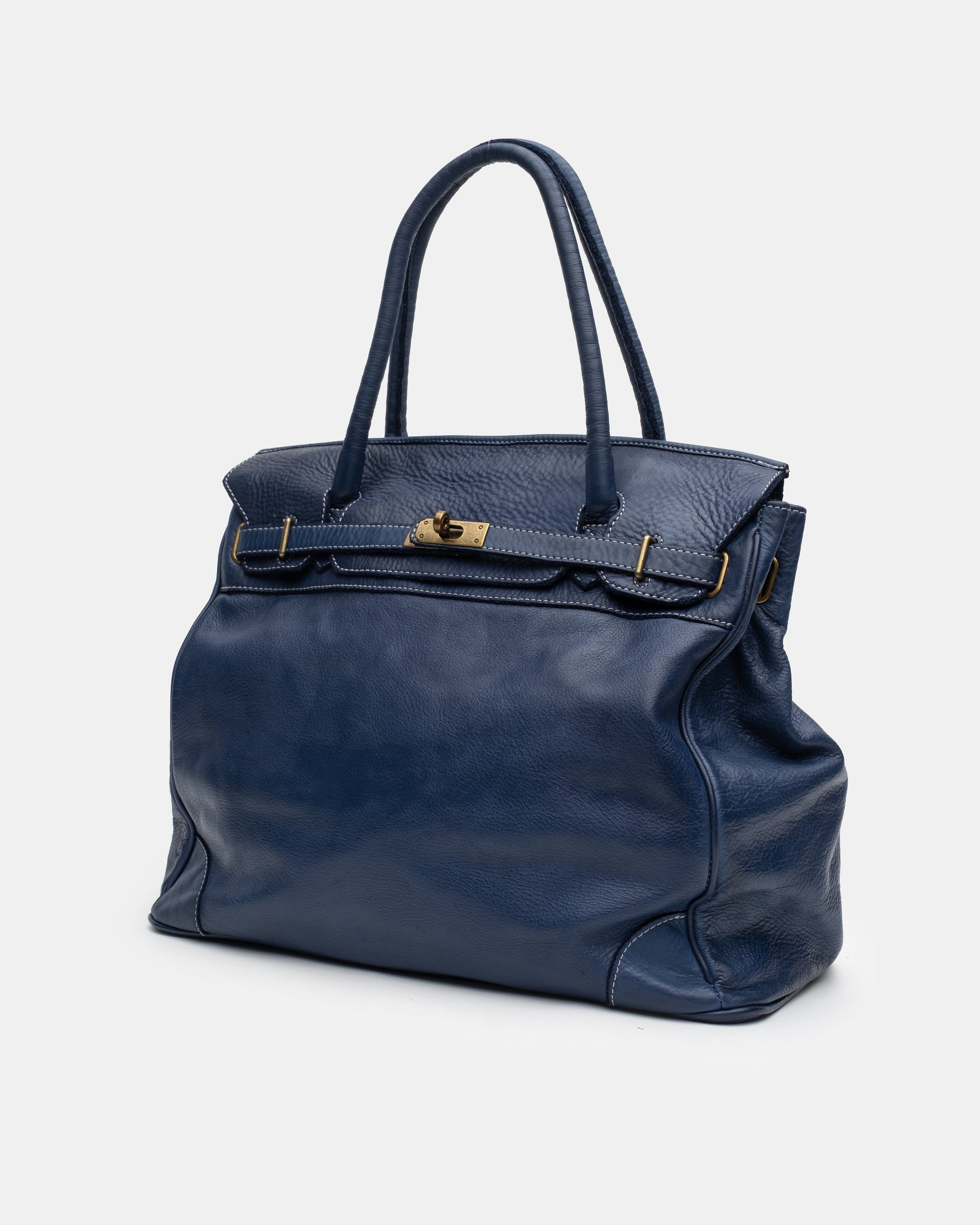Washed Slouchy Calf-Leather Shoulder Bag
