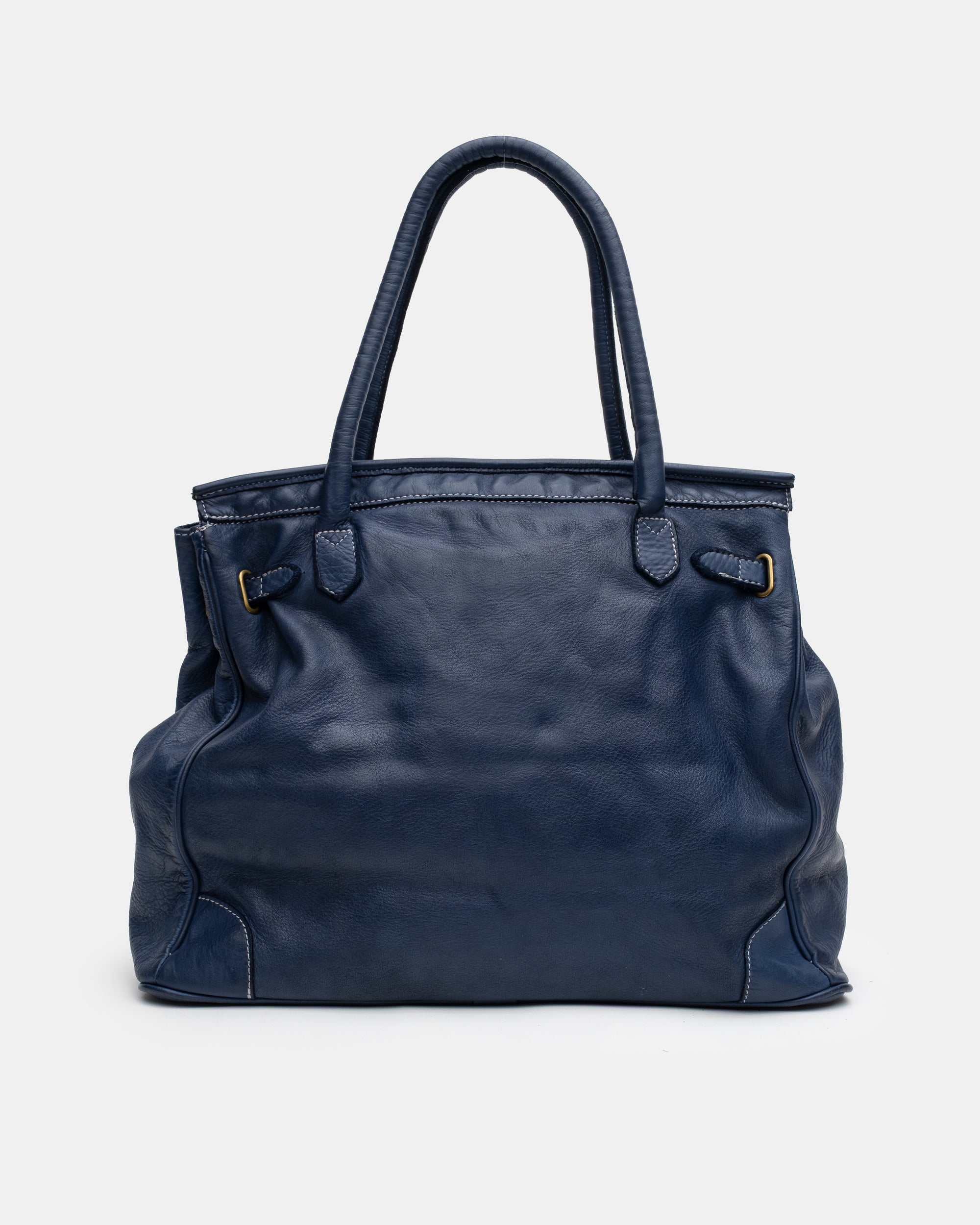 Washed Slouchy Calf-Leather Shoulder Bag