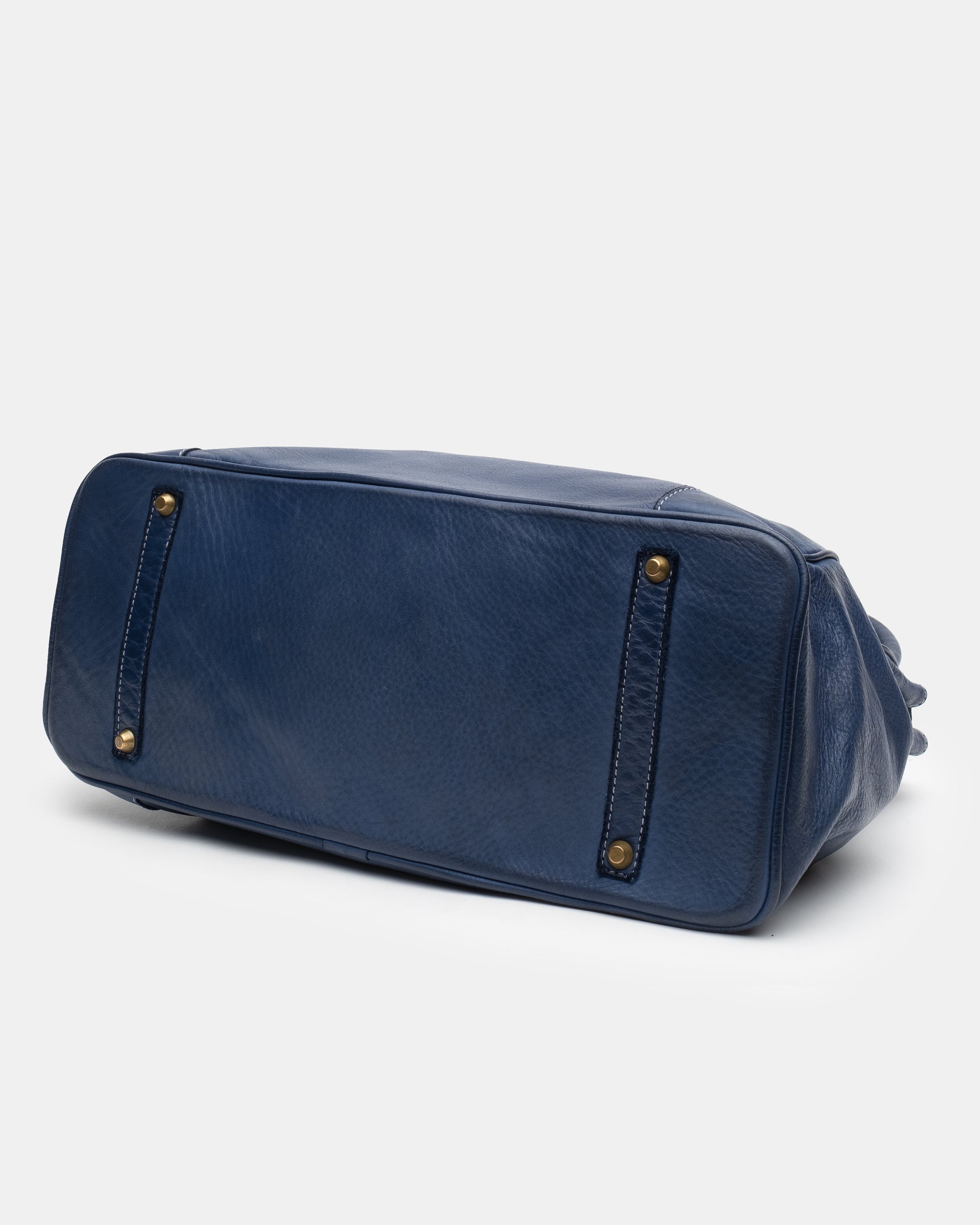 Washed Slouchy Calf-Leather Shoulder Bag