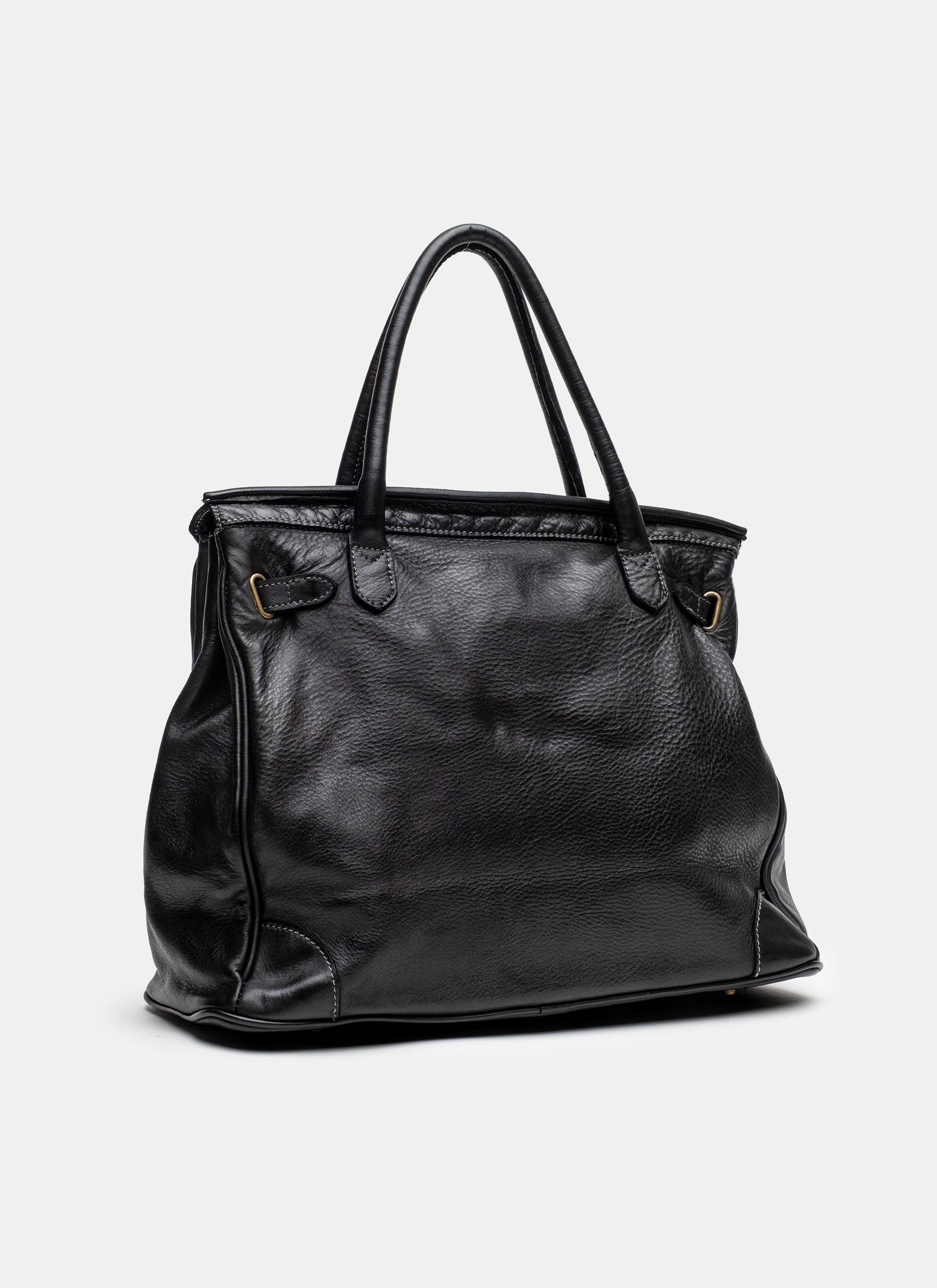 Washed Slouchy Calf Bag in Black