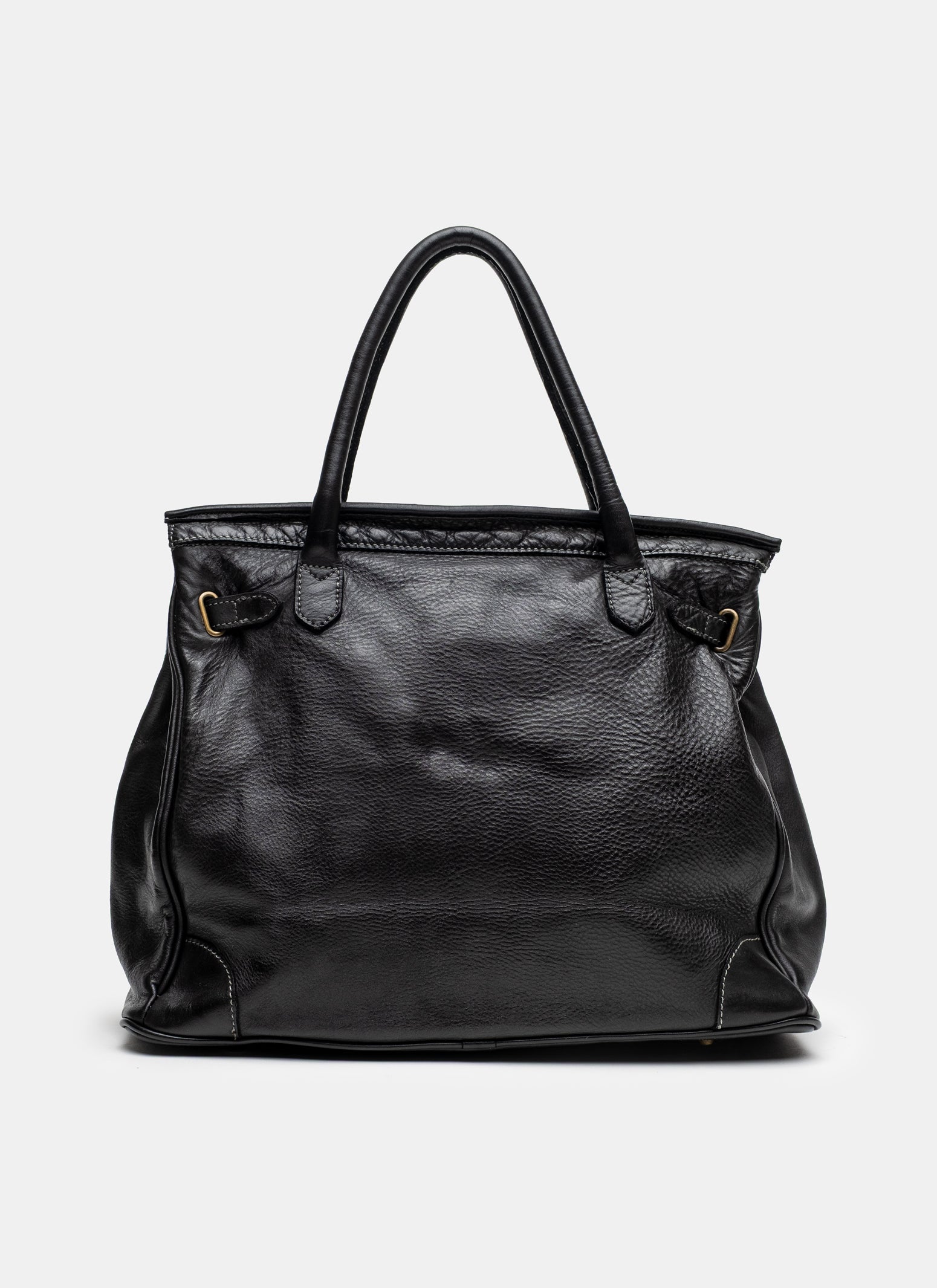 Washed Slouchy Calf Bag in Black