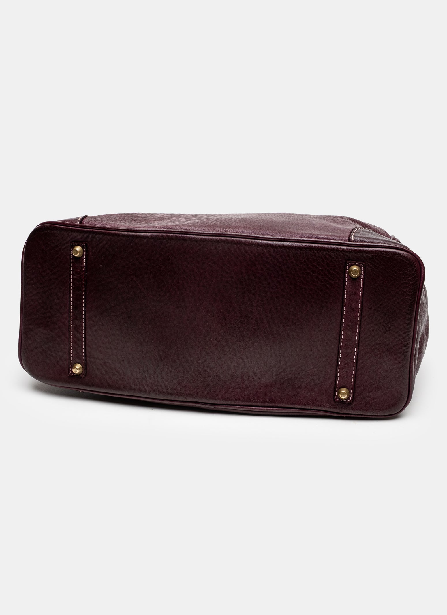 Washed Slouchy Calf Bag in Aubergine