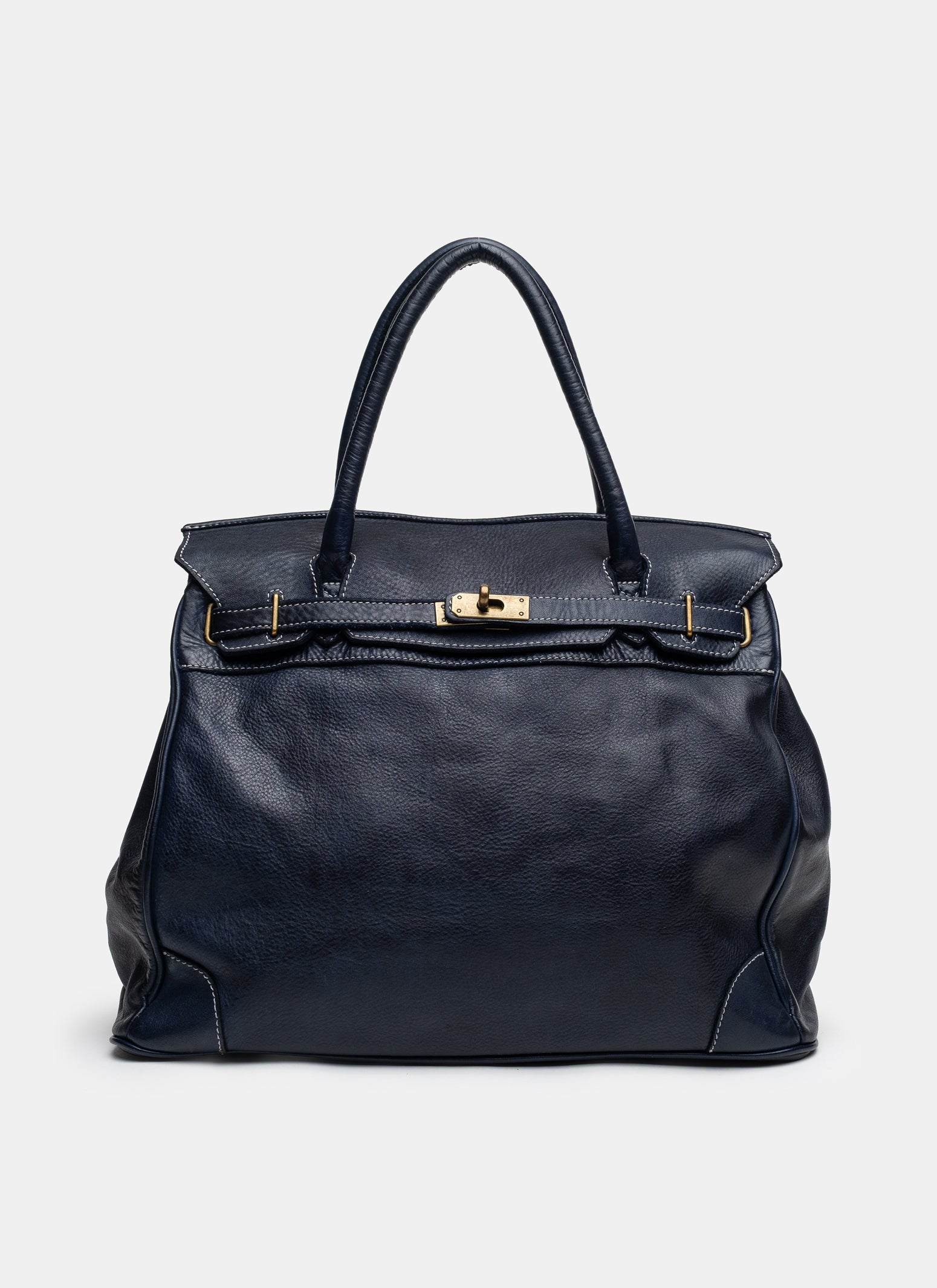 Washed Slouchy Calf Bag in Navy