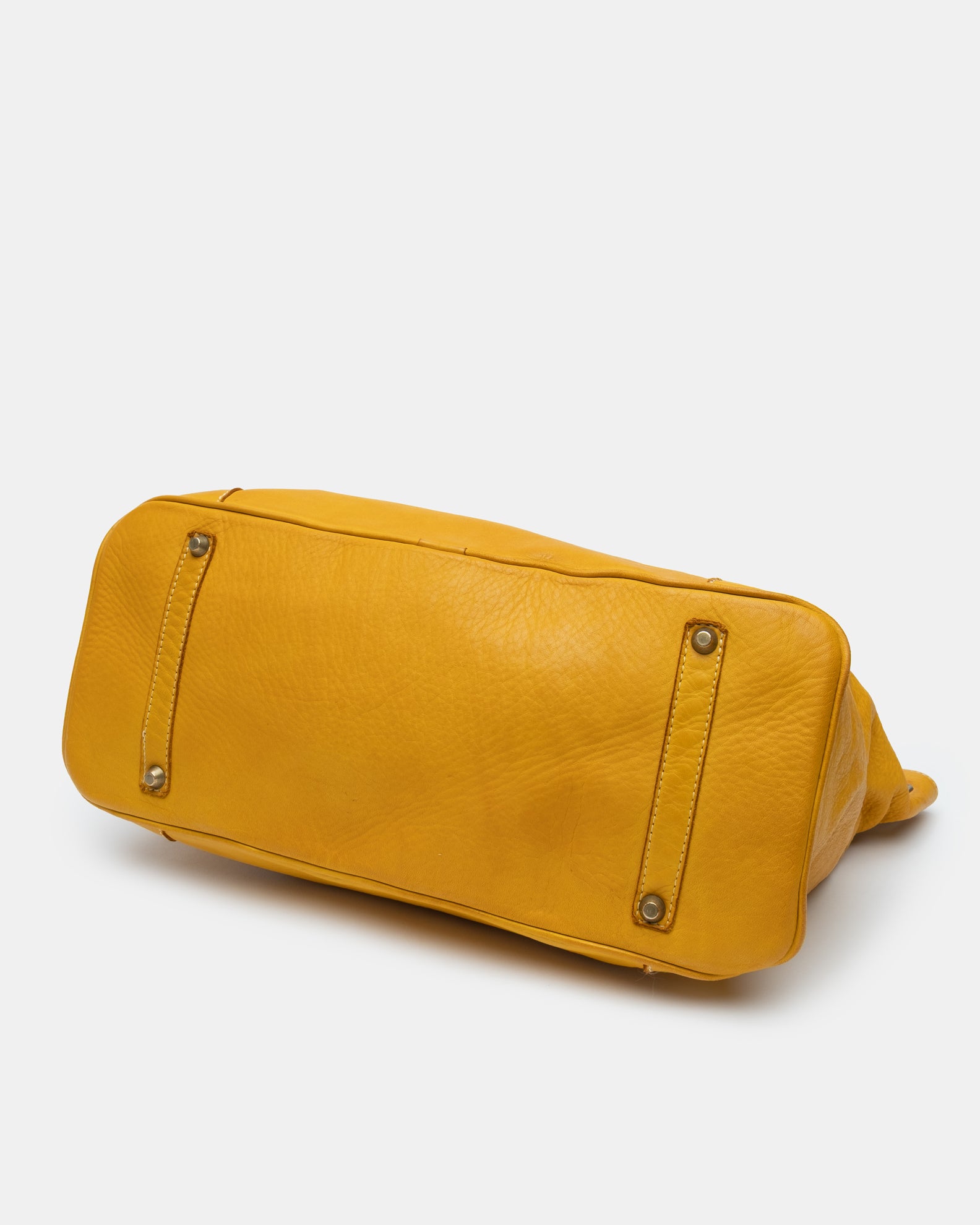 Washed Calf Leather Shoulder Bag in Mustard