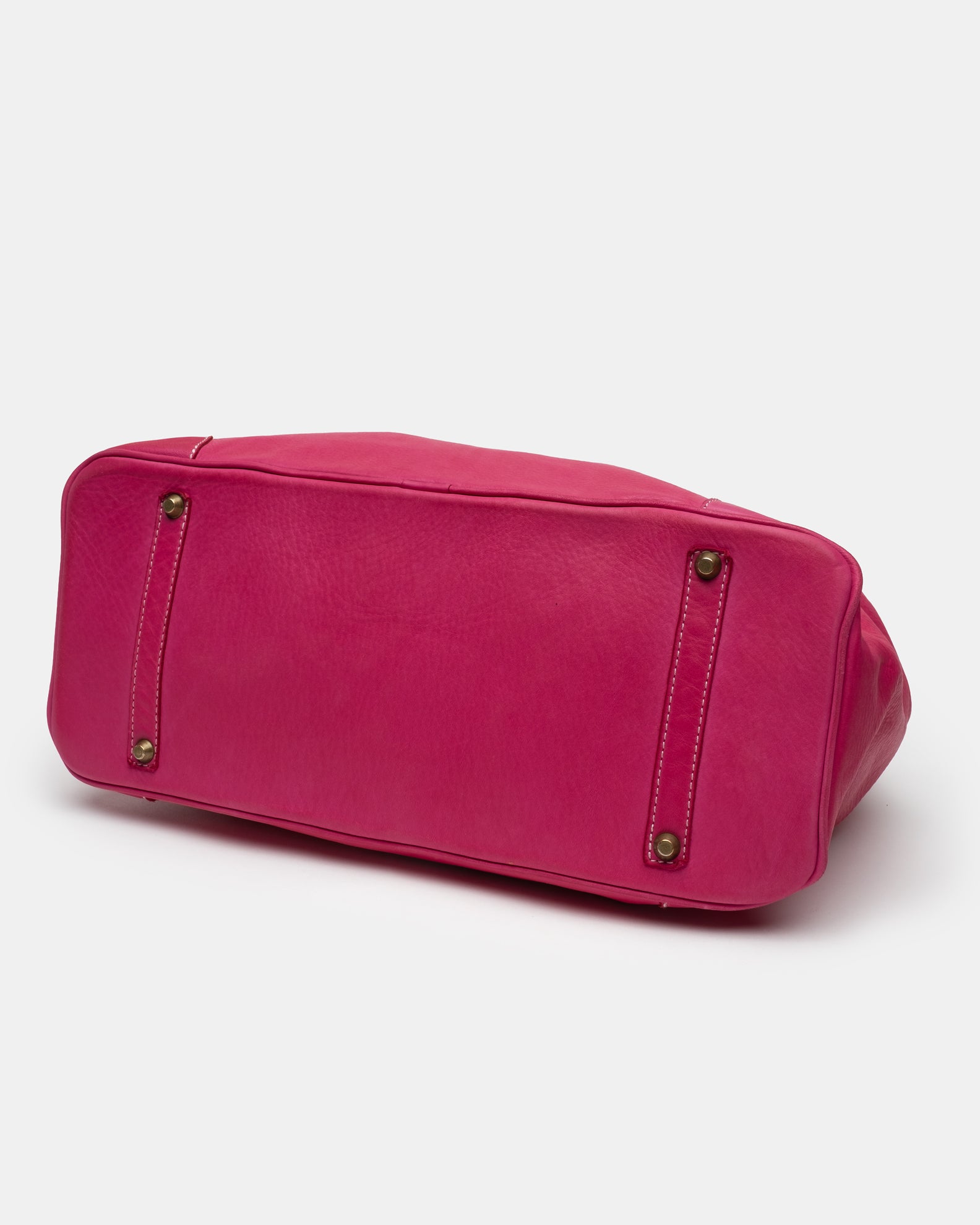 Washed Calf Leather Shoulder Bag in Fuchsia