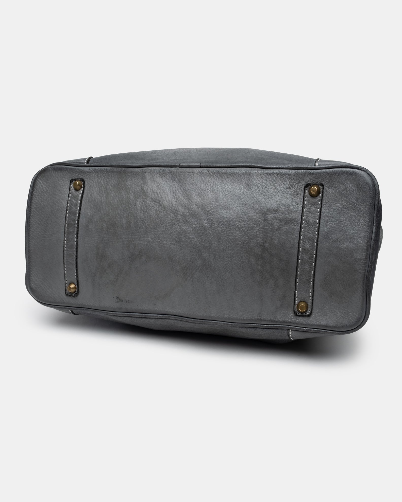 Washed Calf Leather Shoulder Bag in Cool Grey