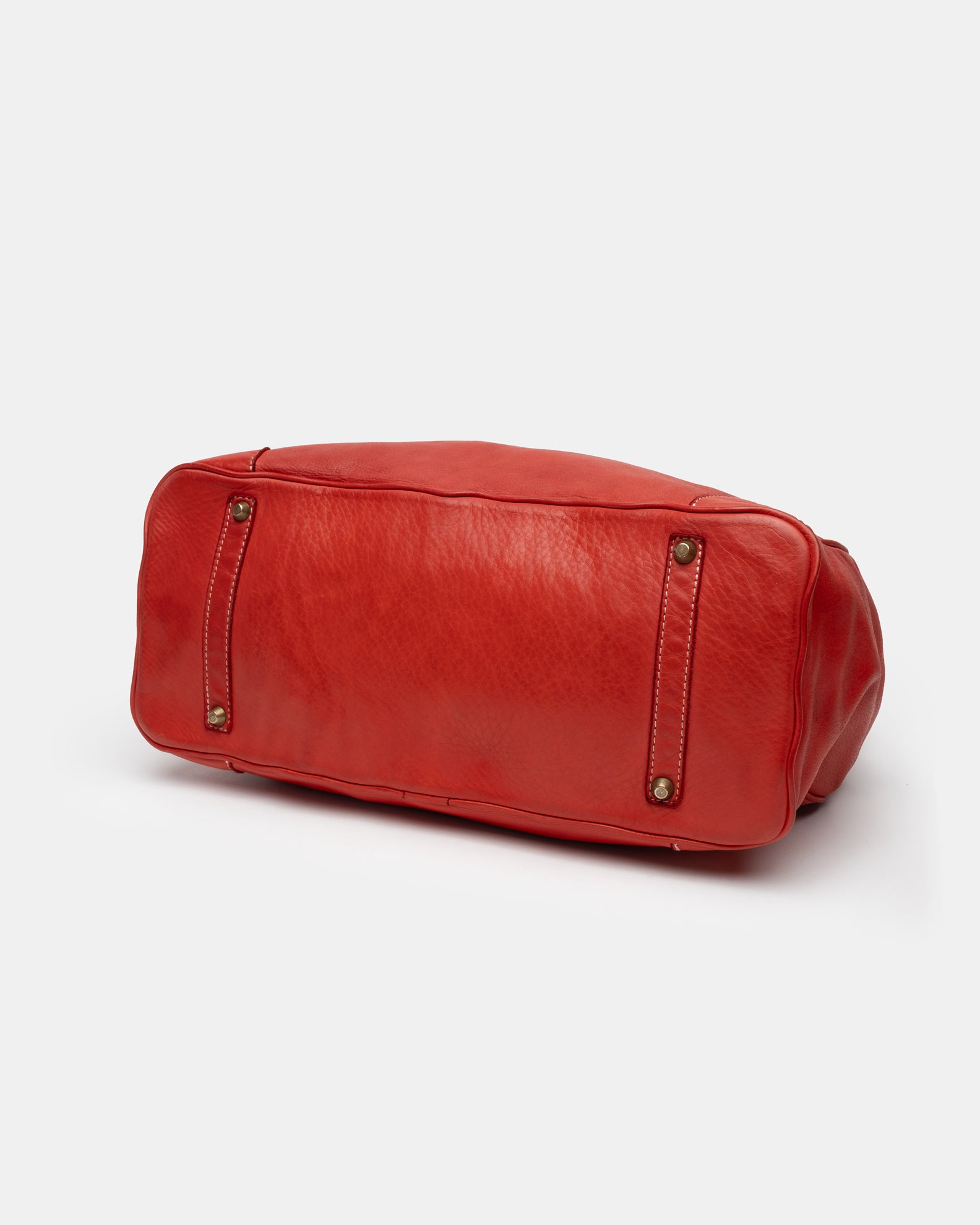 Washed Calf Leather Shoulder Bag in Red