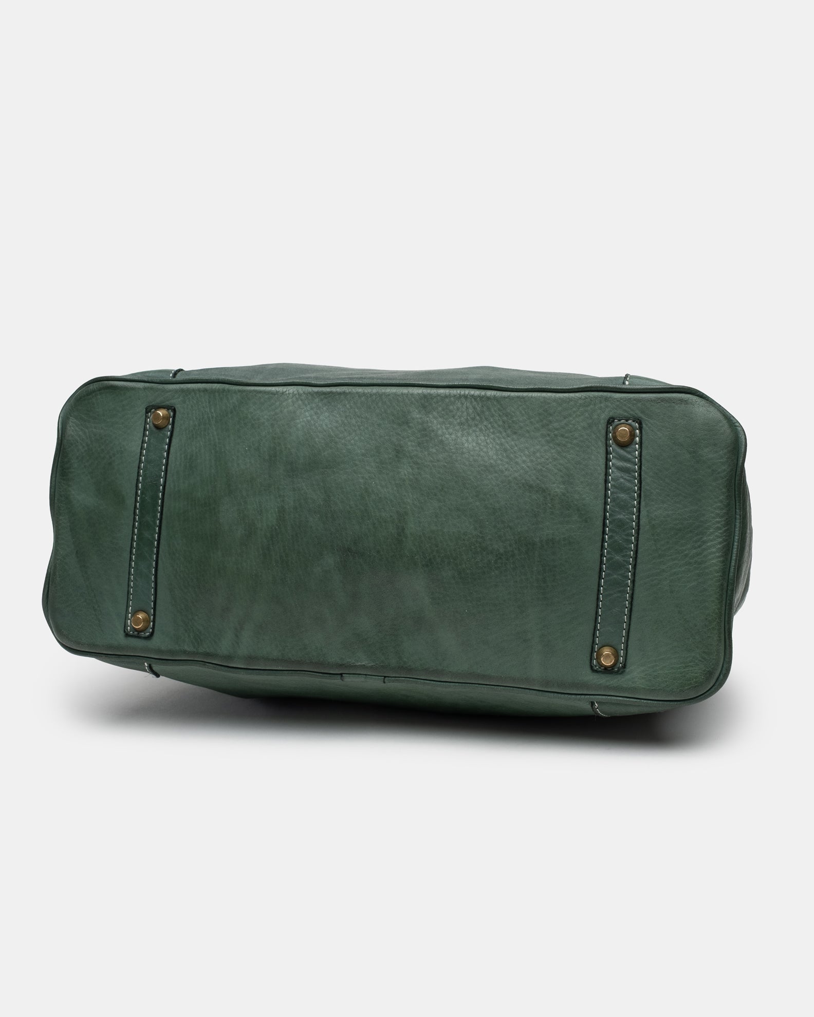 Washed Calf Leather Shoulder Bag in Sea Green