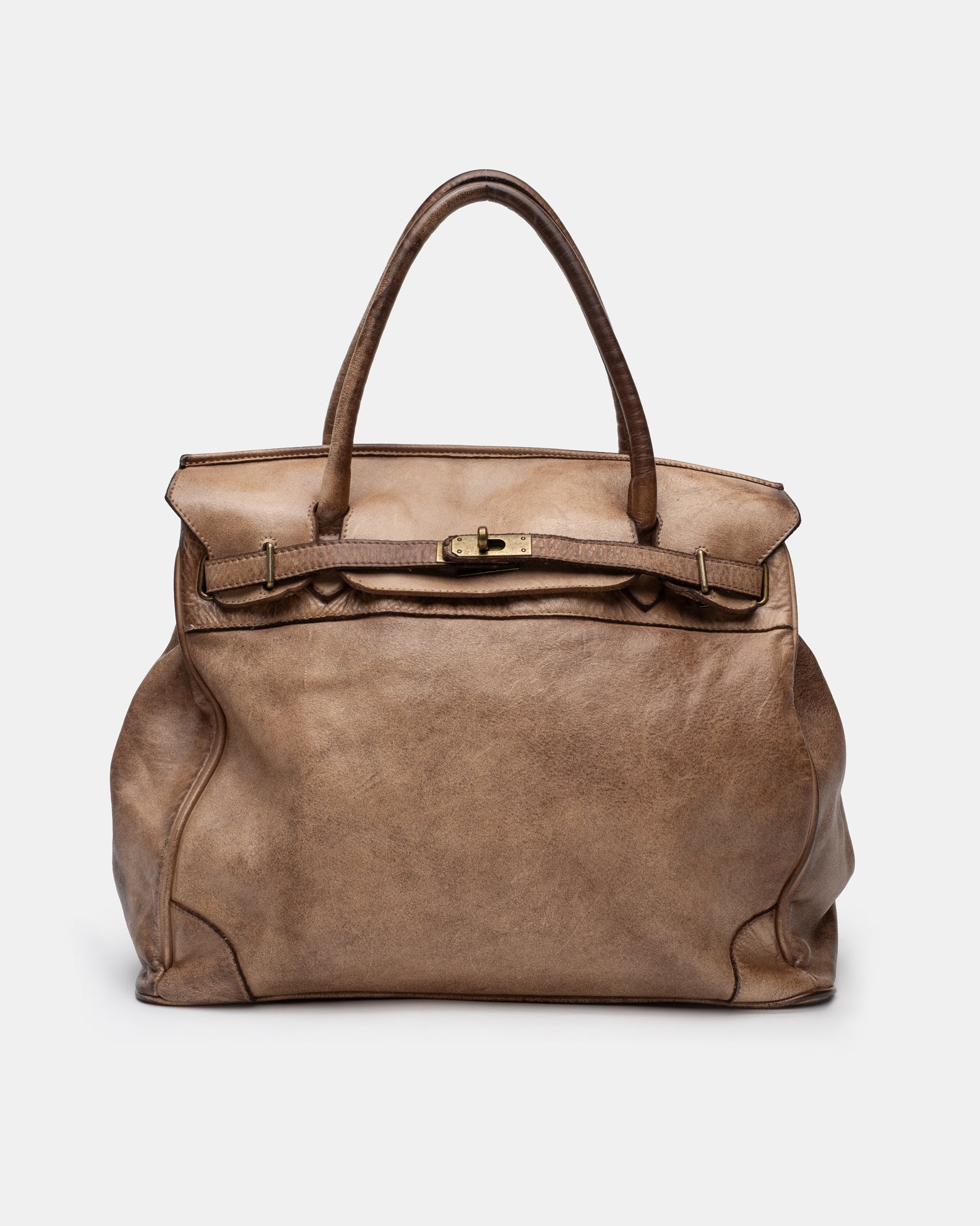 Washed Calf Leather Shoulder Bag in Earth