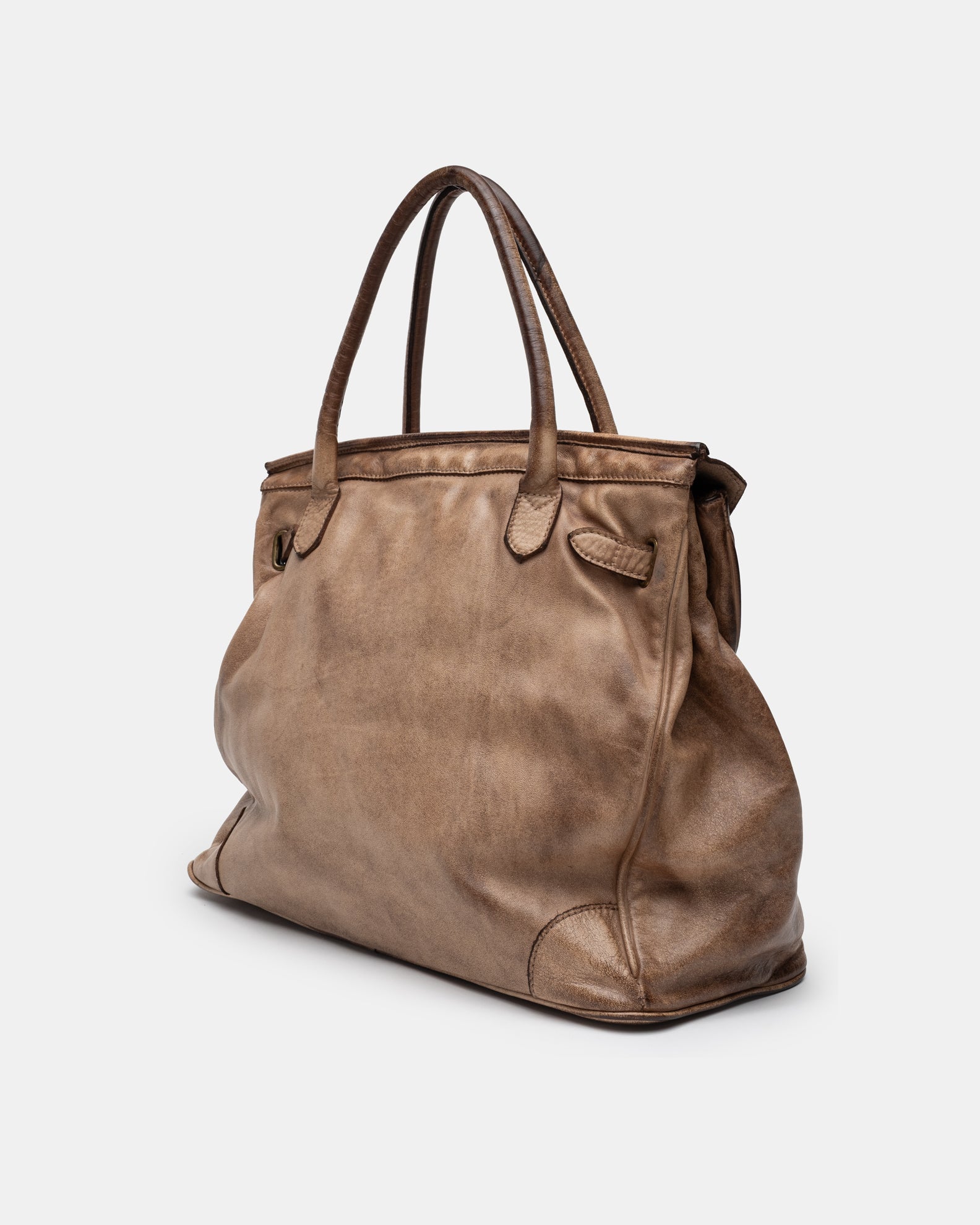 Washed Calf Leather Shoulder Bag in Earth