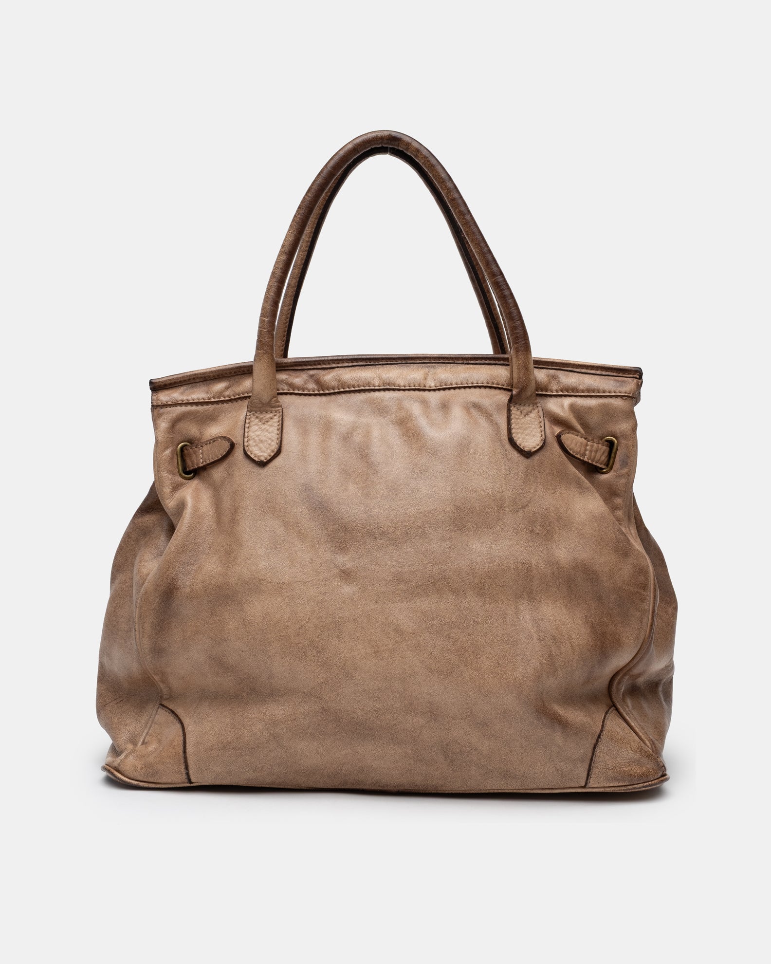 Washed Calf Leather Shoulder Bag in Earth