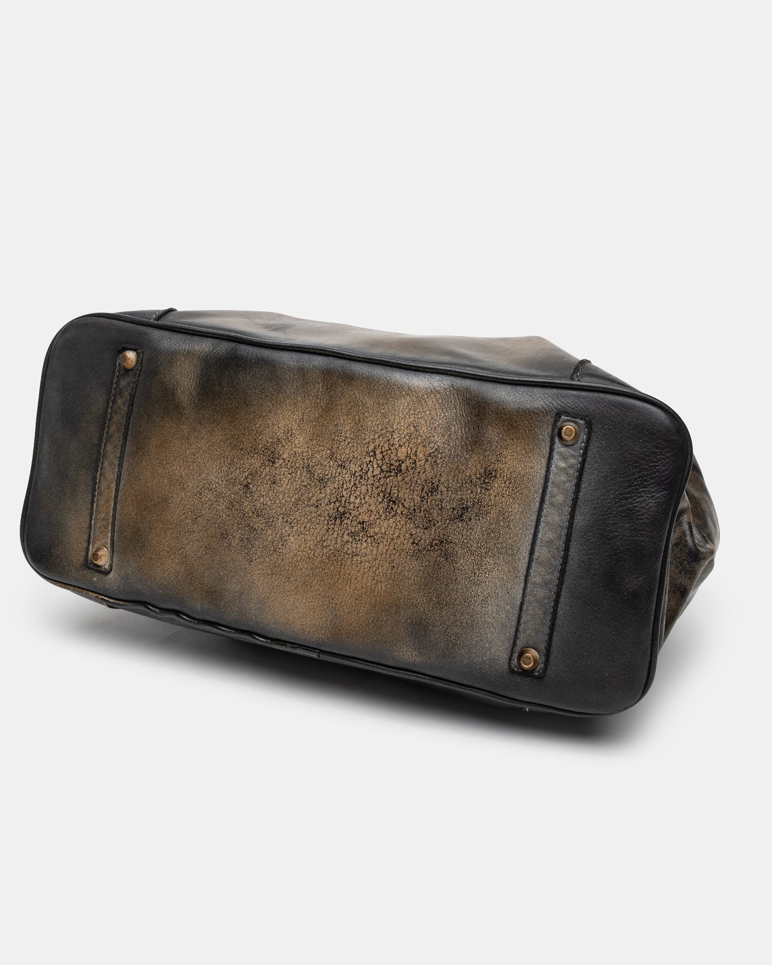 Washed Calf Leather Shoulder Bag in Antique Black