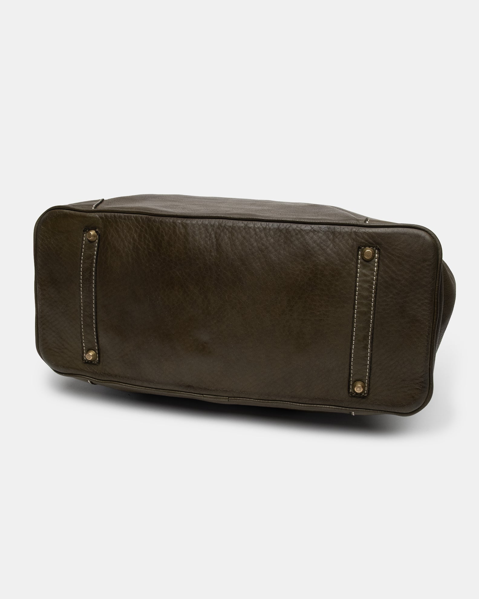 Washed Slouchy Calf Bag in Dark Olive