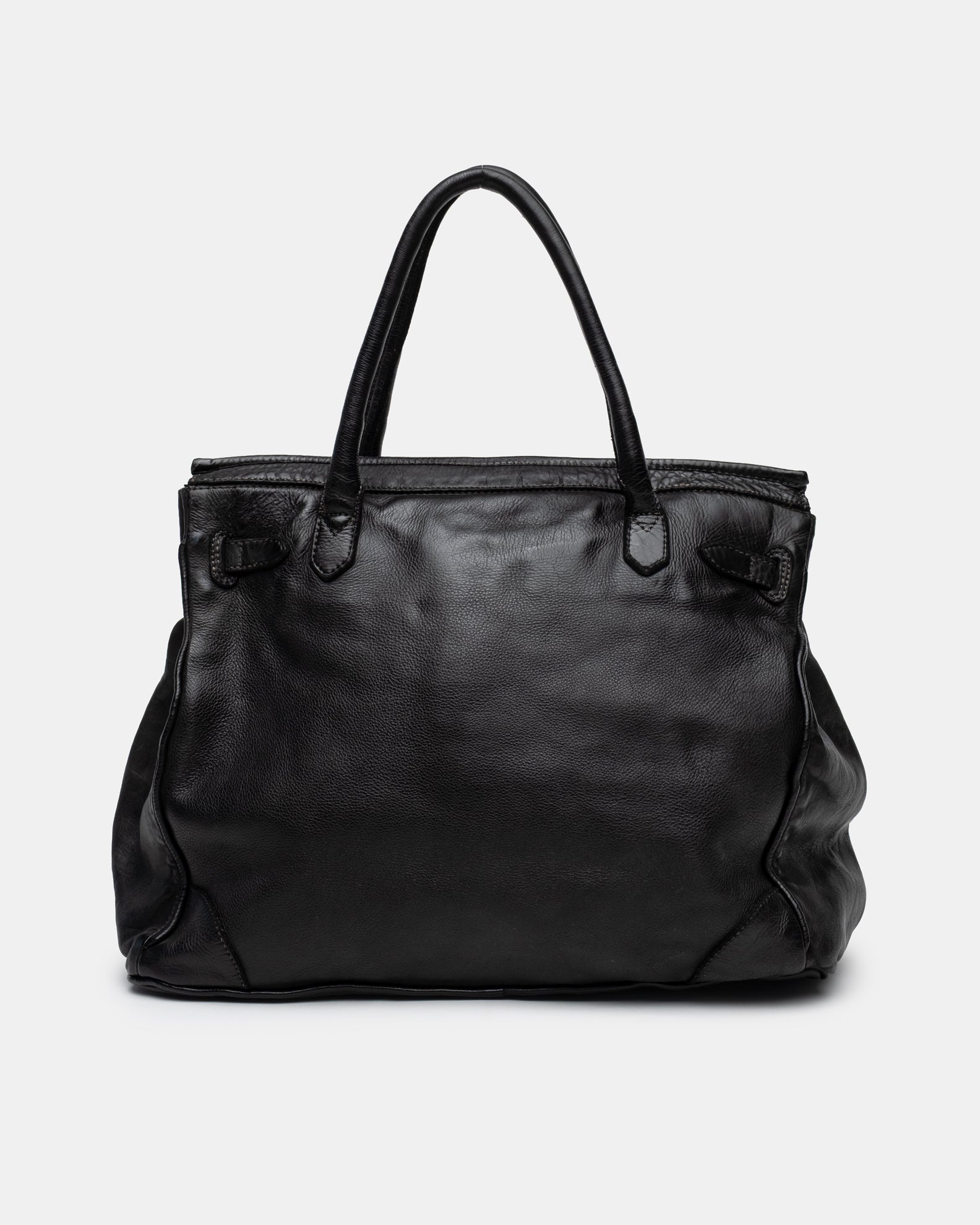 Washed Slouchy Calf Bag in Nero