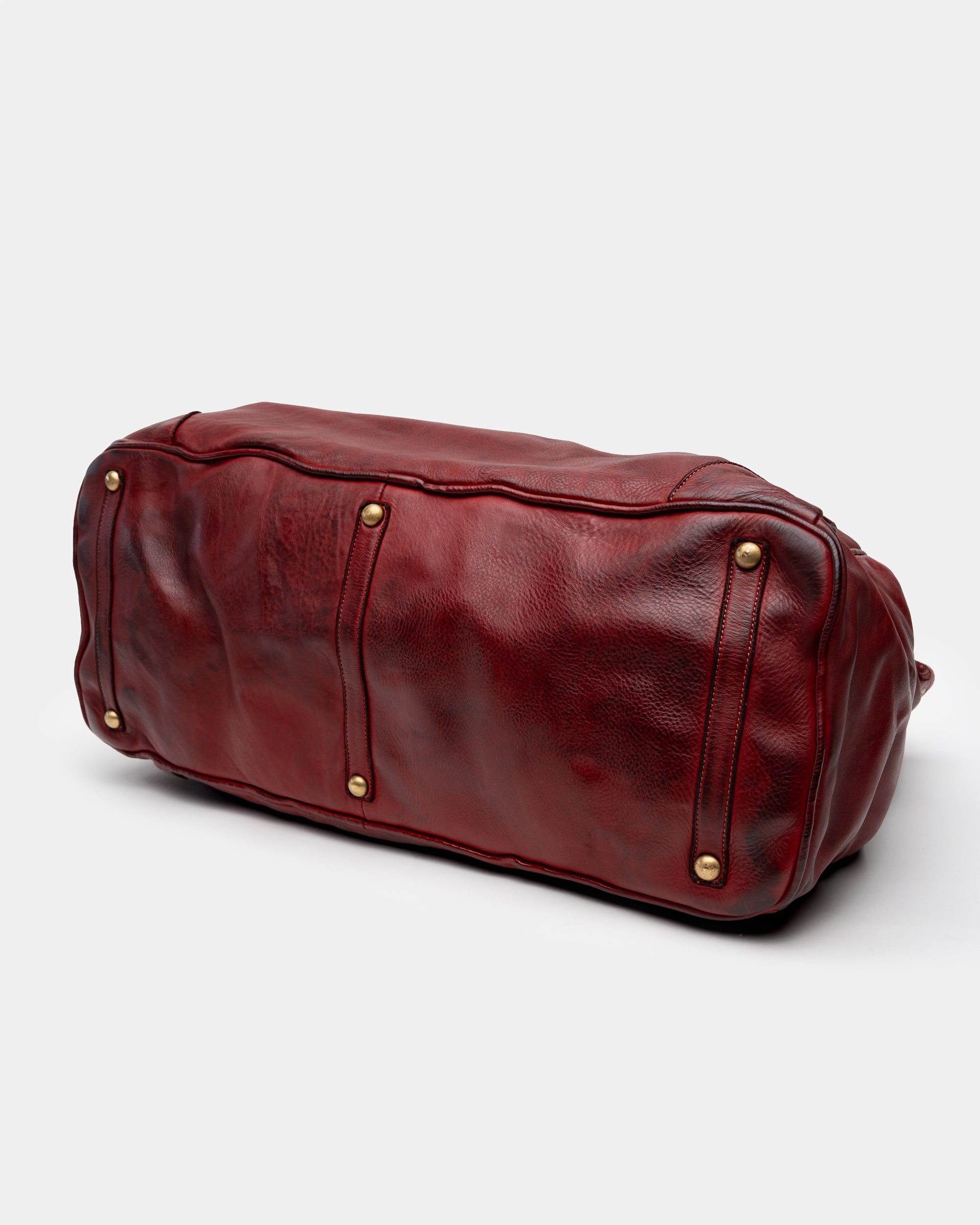 Oversized Slouchy Calf-Leather Travel Tote Bag in Bordeaux