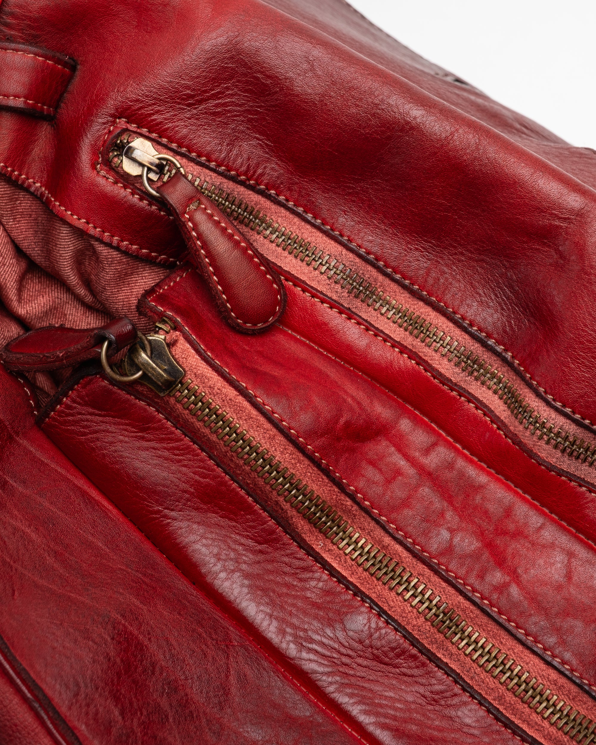 Oversized Slouchy Calf-Leather Travel Tote Bag in Bordeaux