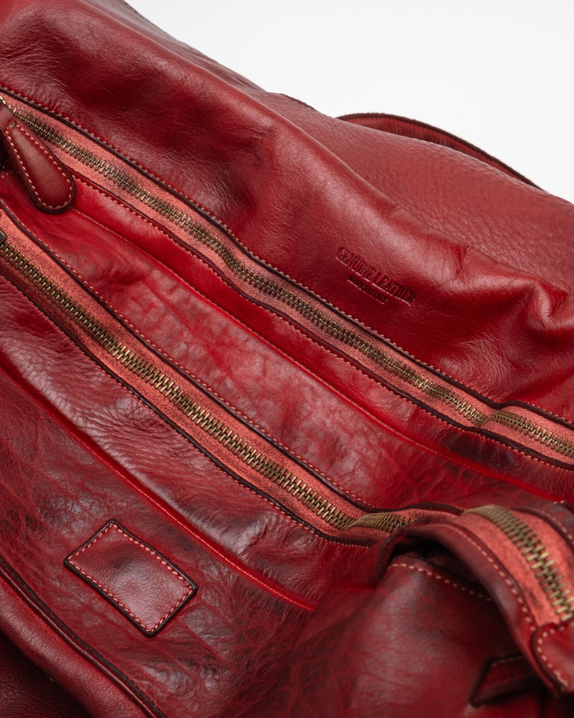 Oversized Slouchy Calf-Leather Travel Tote Bag in Bordeaux