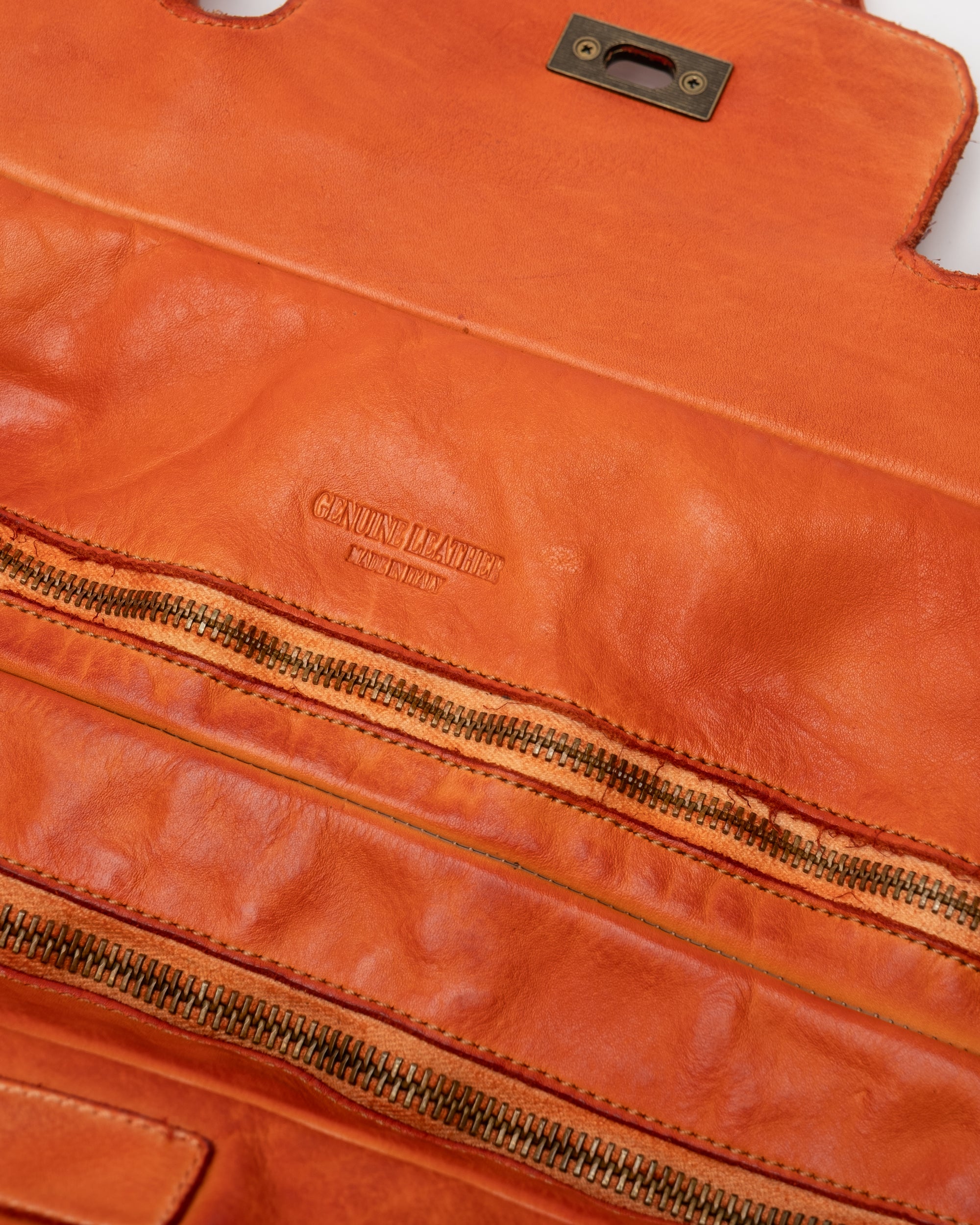 Oversized Slouchy Calf-Leather Travel Tote Bag in Tangerine
