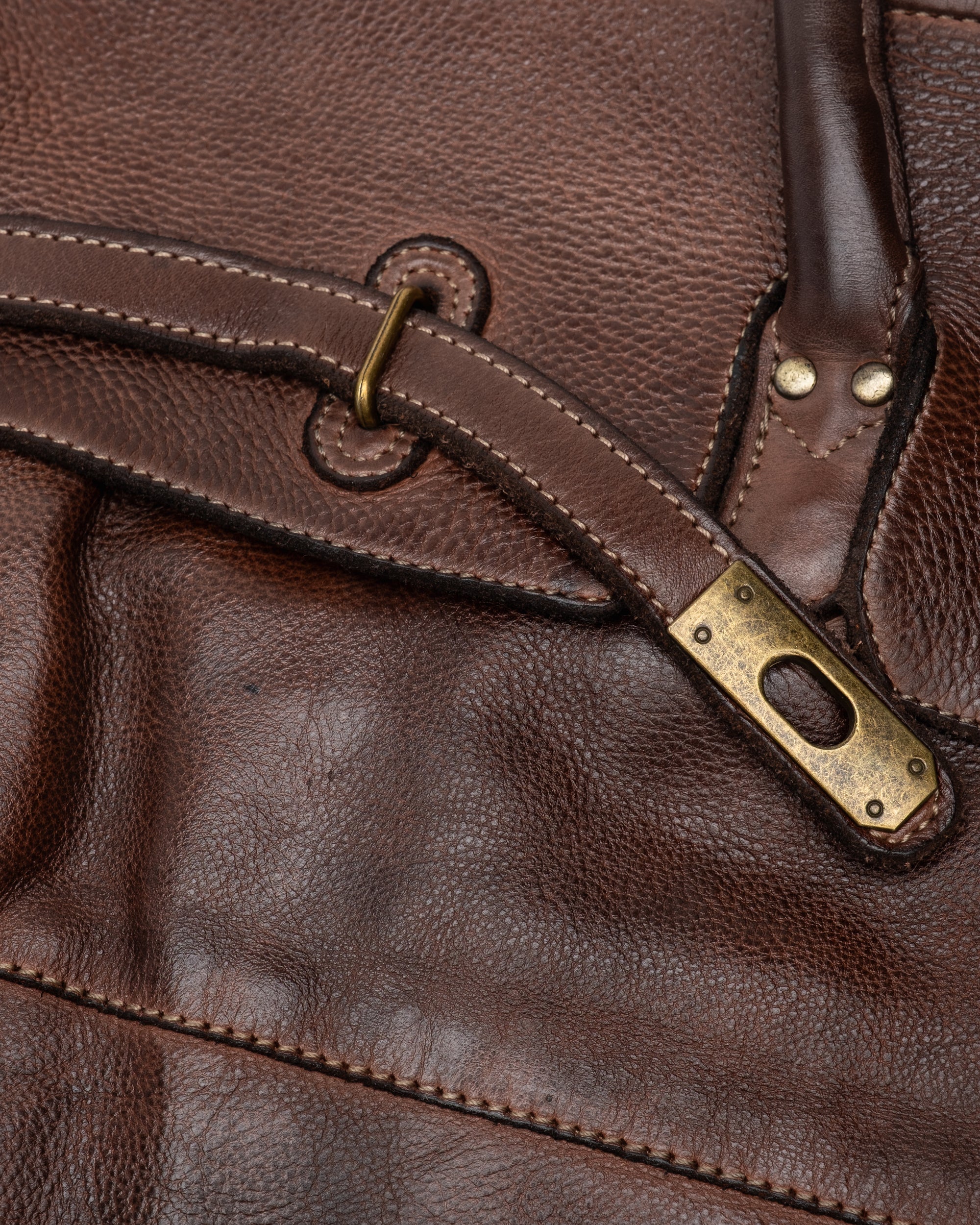 Oversized Slouchy Calf-Leather Travel Tote Bag in Brown