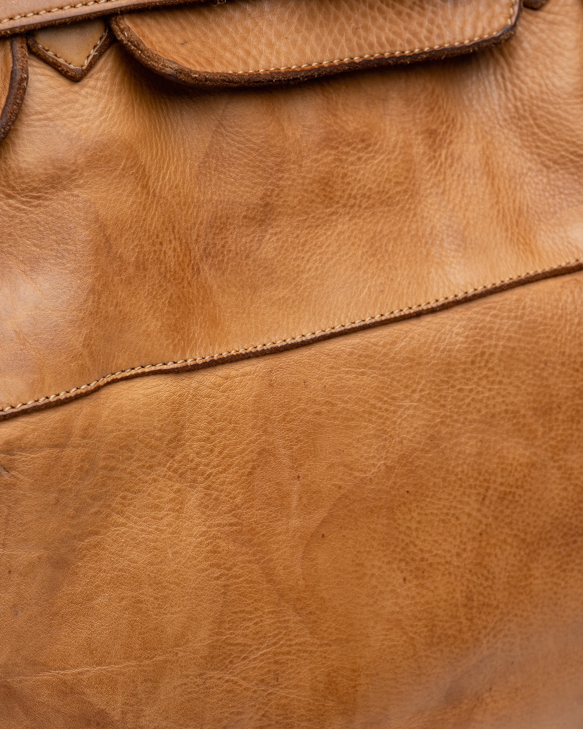 Oversized Slouchy Calf-Leather Travel Tote Bag in Caramel