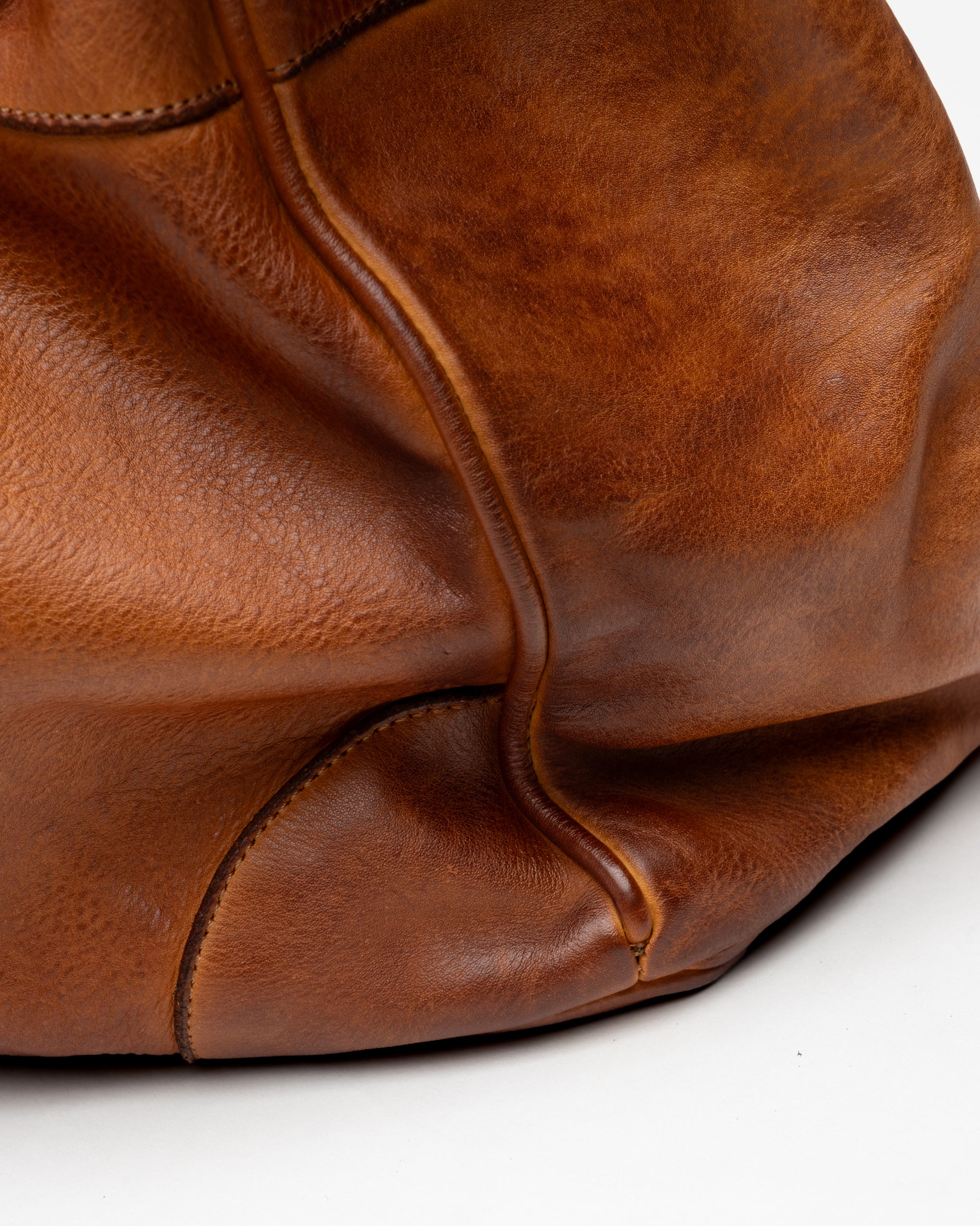 Oversized Slouchy Calf-Leather Travel Tote Bag in Cognac