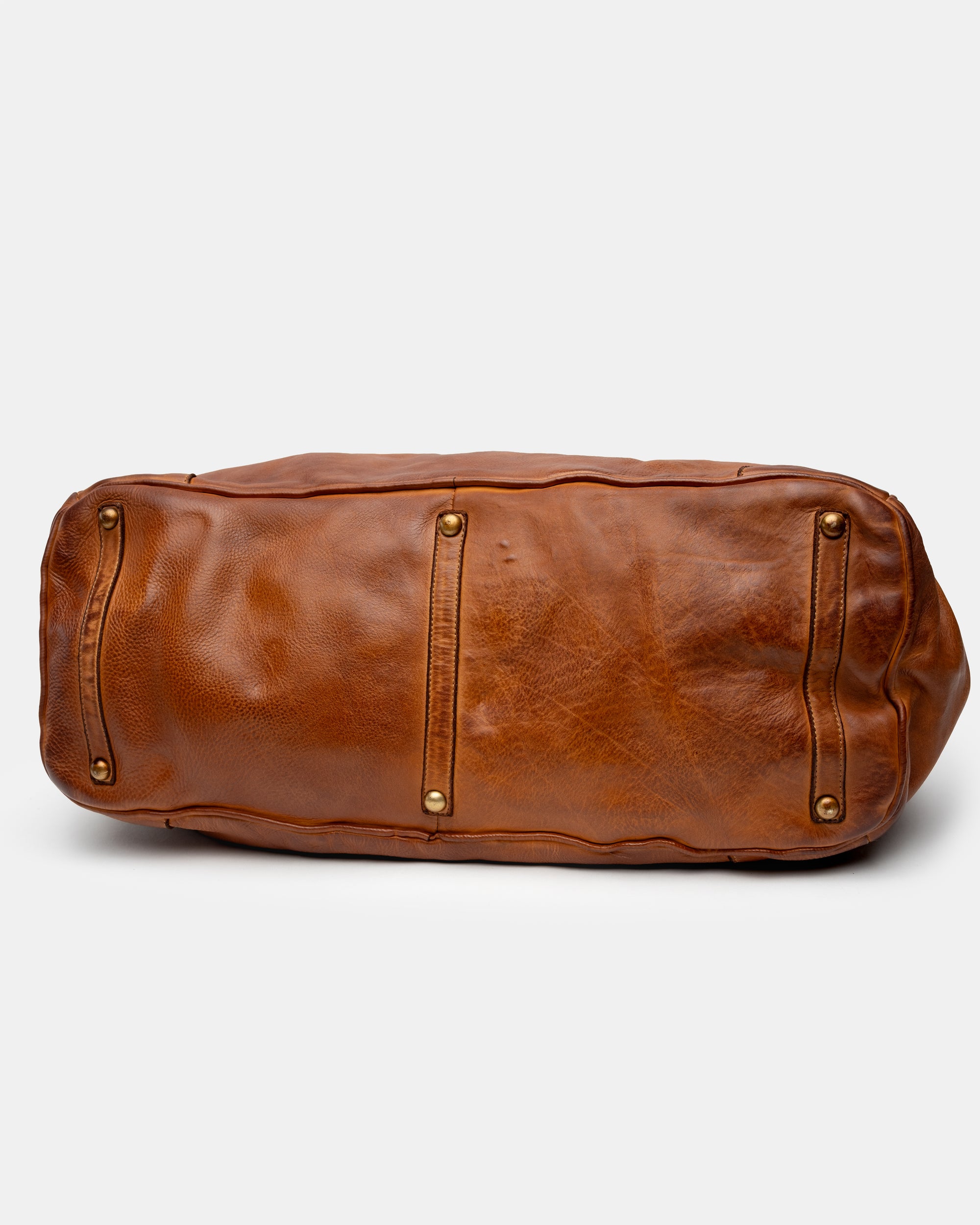 Oversized Slouchy Calf-Leather Travel Tote Bag in Cognac