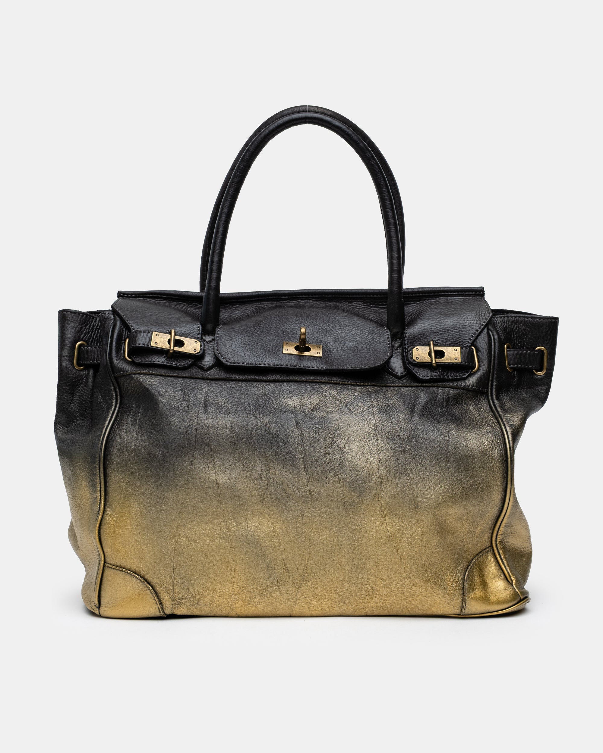 Washed Slouchy Calf-Leather Shoulder Bag