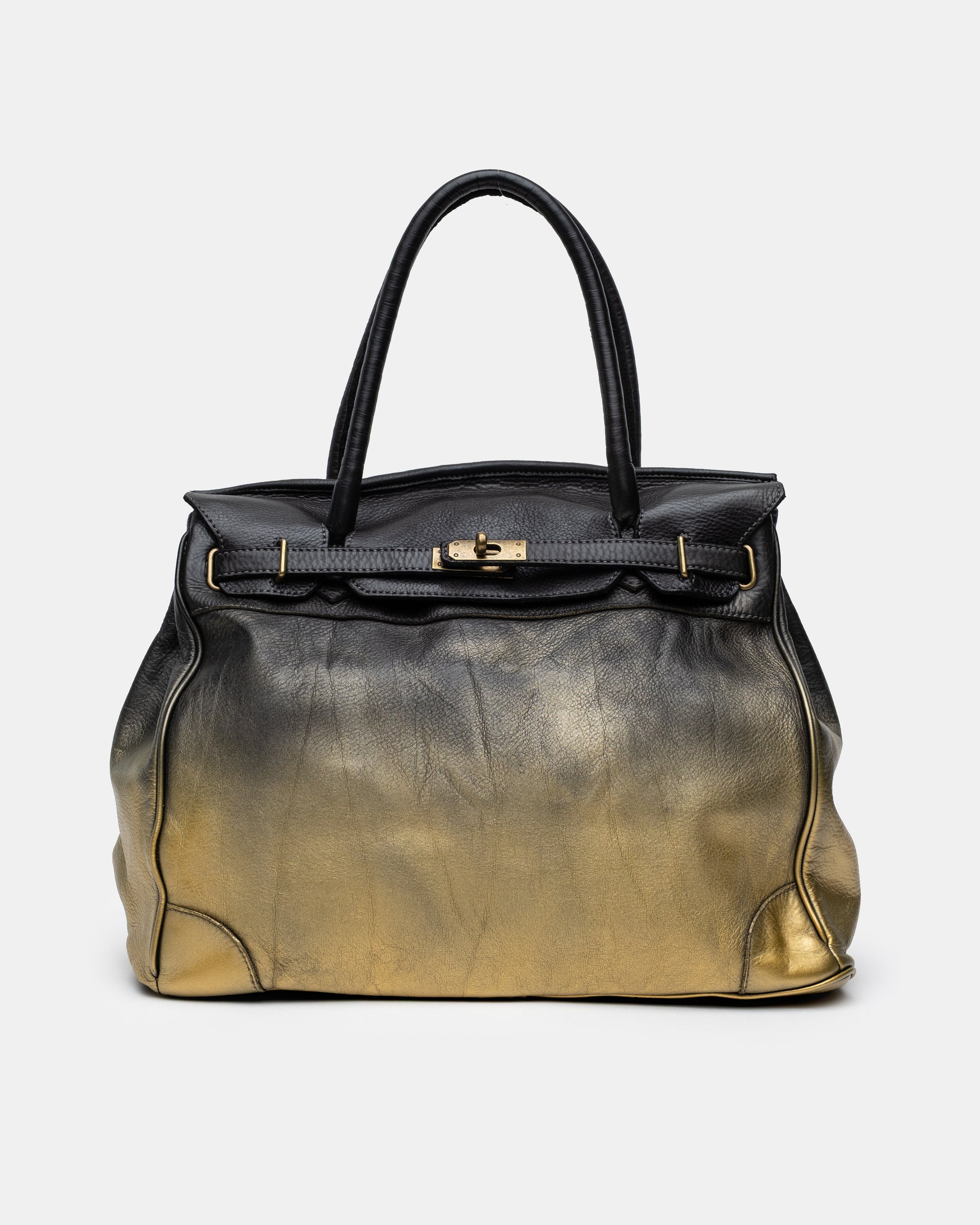 Washed Slouchy Calf-Leather Shoulder Bag