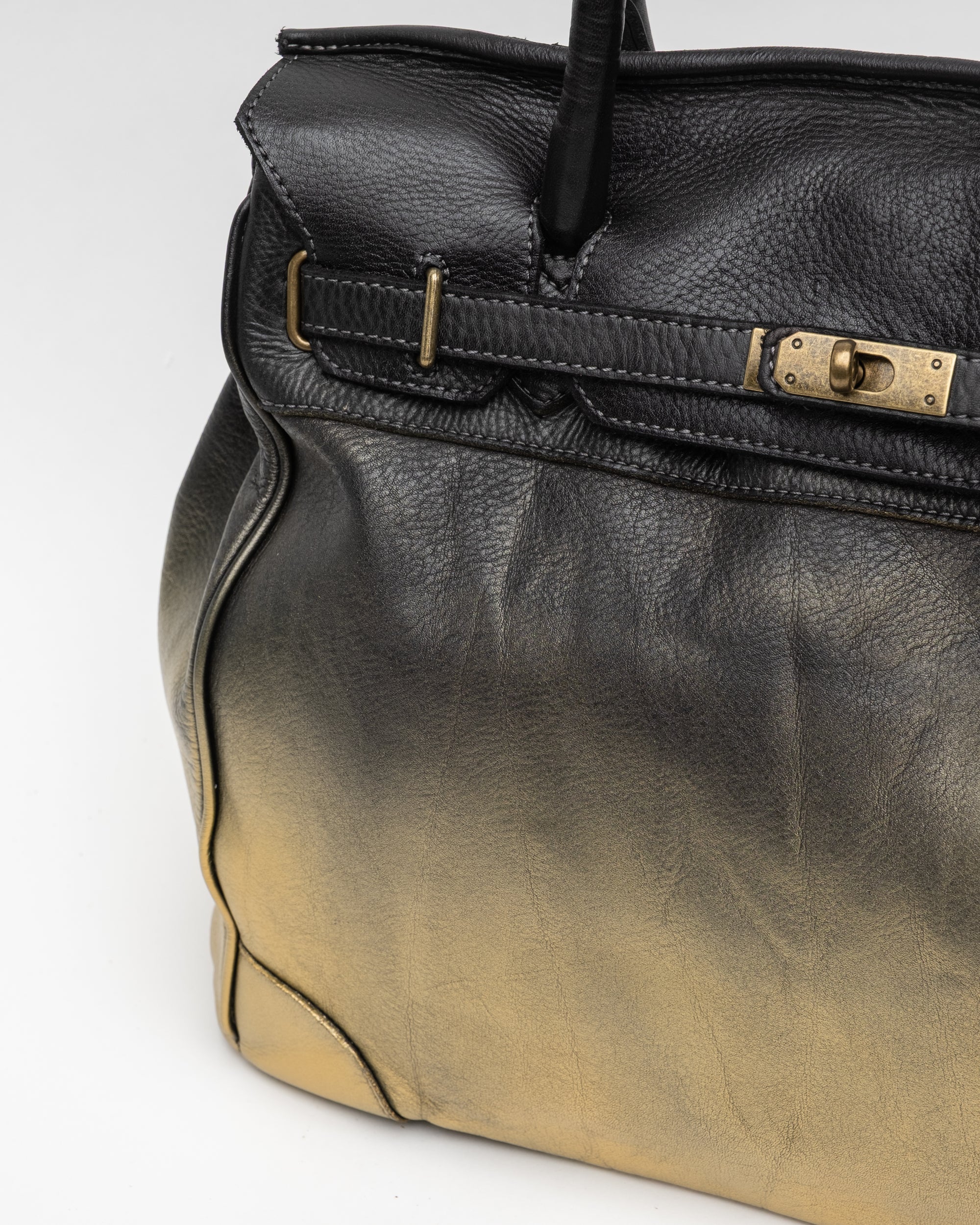 Washed Slouchy Calf-Leather Shoulder Bag
