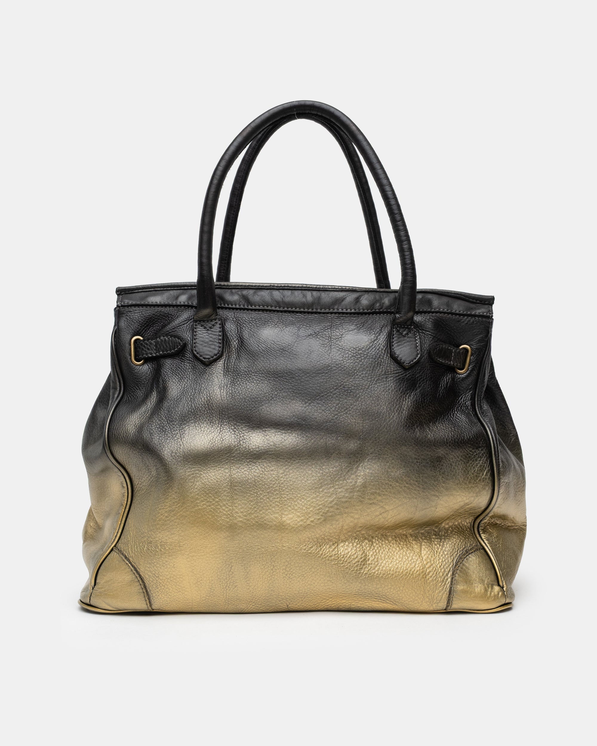 Washed Slouchy Calf-Leather Shoulder Bag