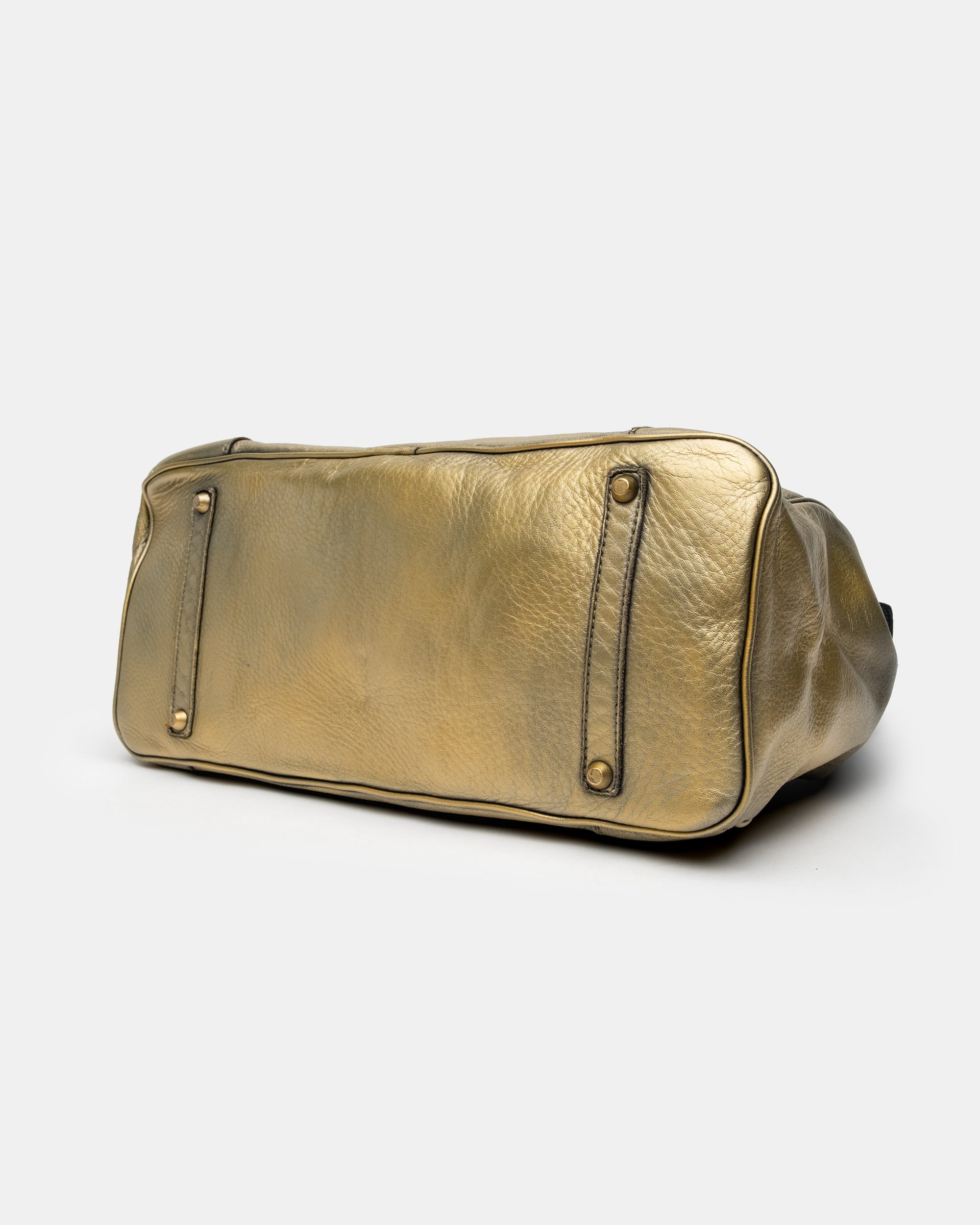 Washed Slouchy Calf-Leather Shoulder Bag