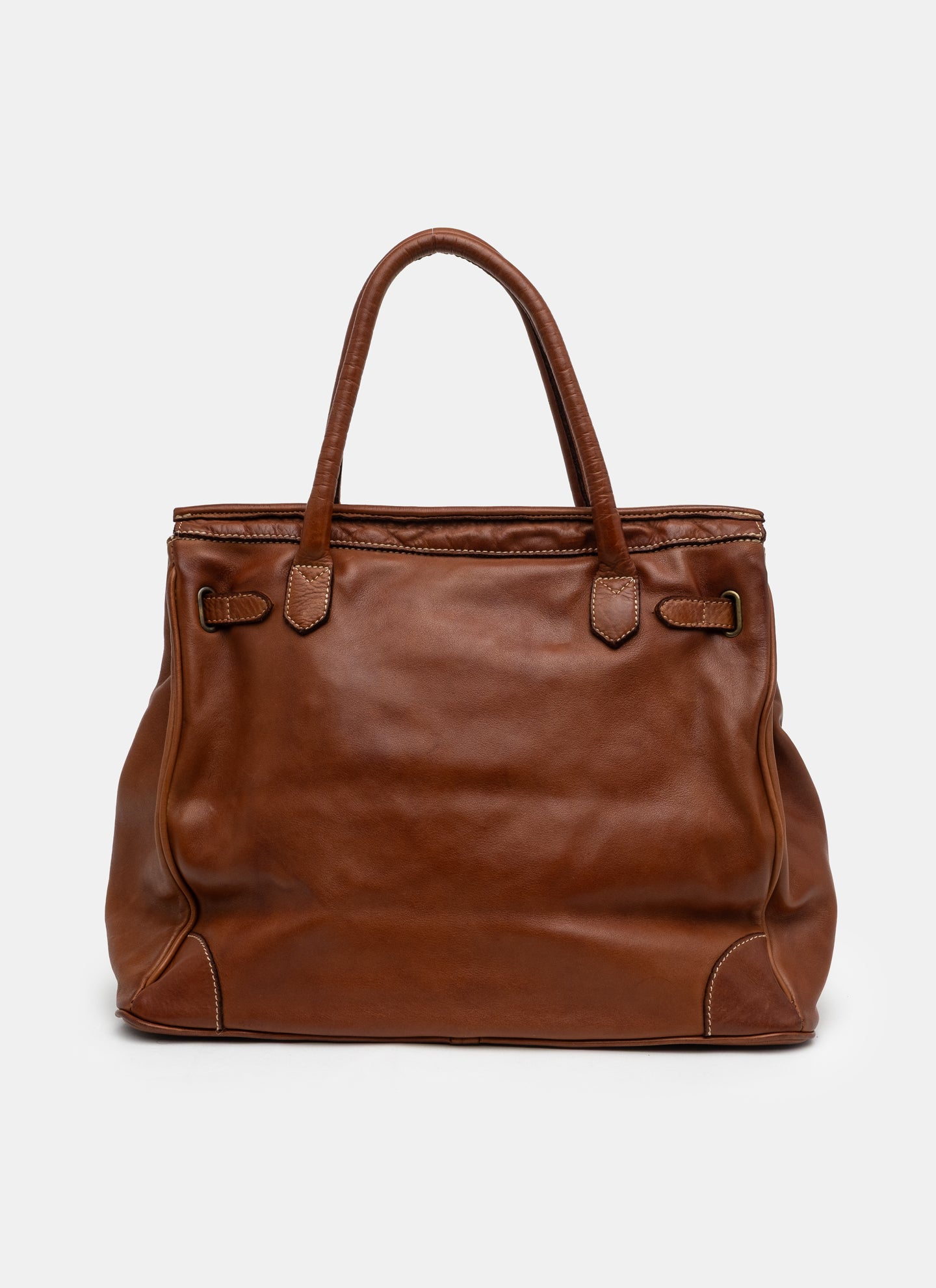 Patched Slouchy Calf Leather Shoulder Bag