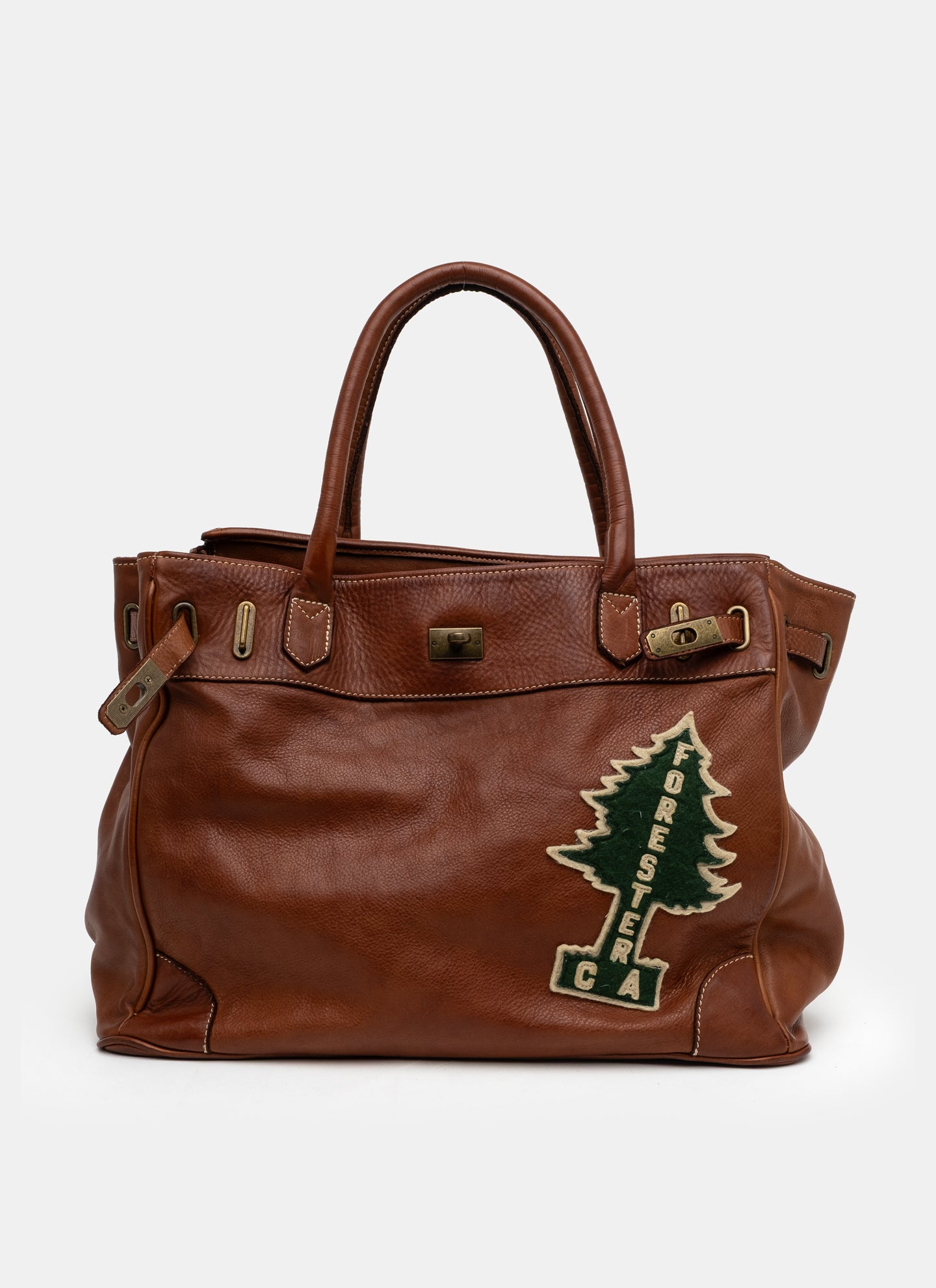 Patched Slouchy Calf Leather Shoulder Bag